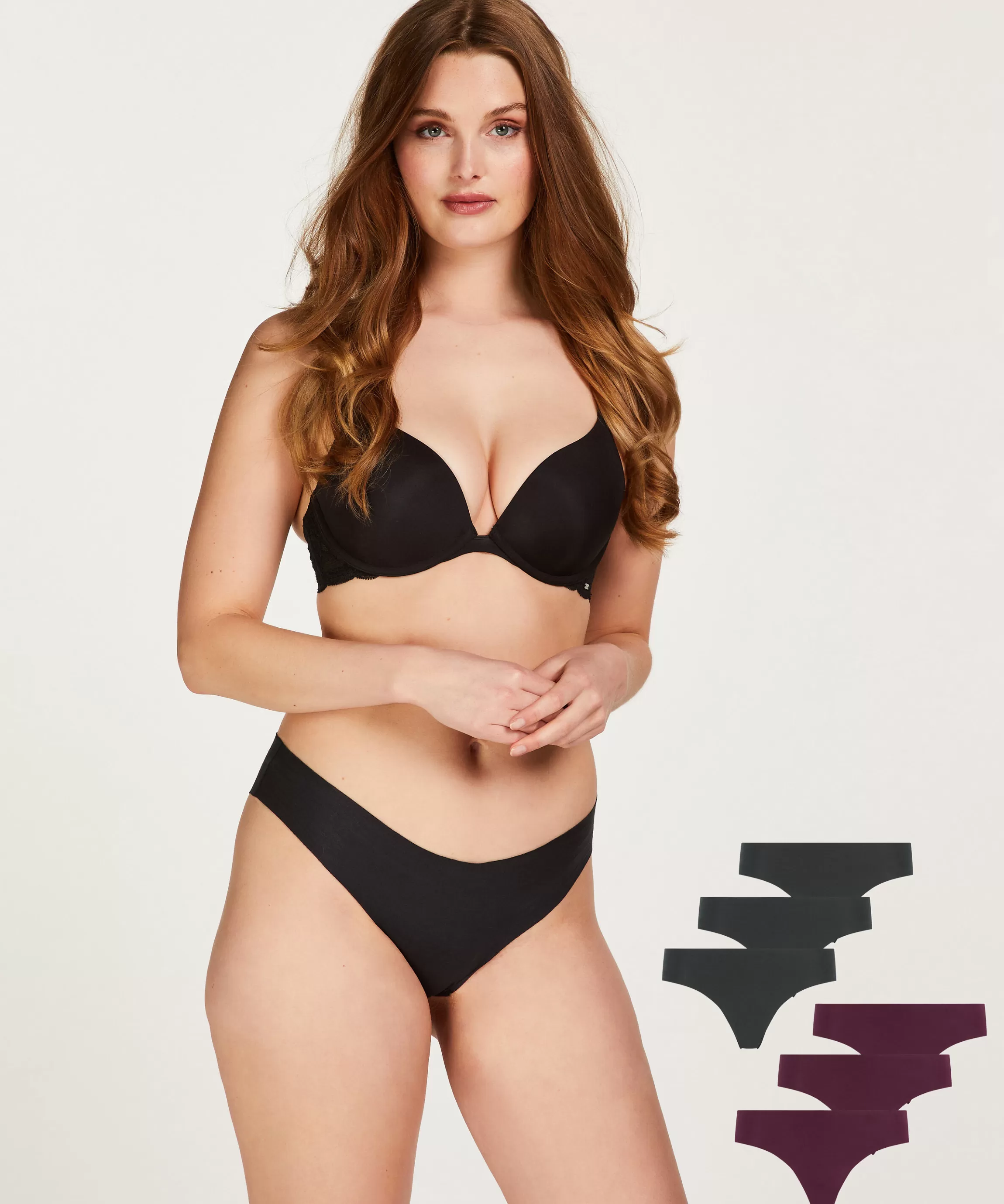 Hunkemöller Brazilians & V-Shapes*6-Pack Invisible Brazilian Katoen Blauw