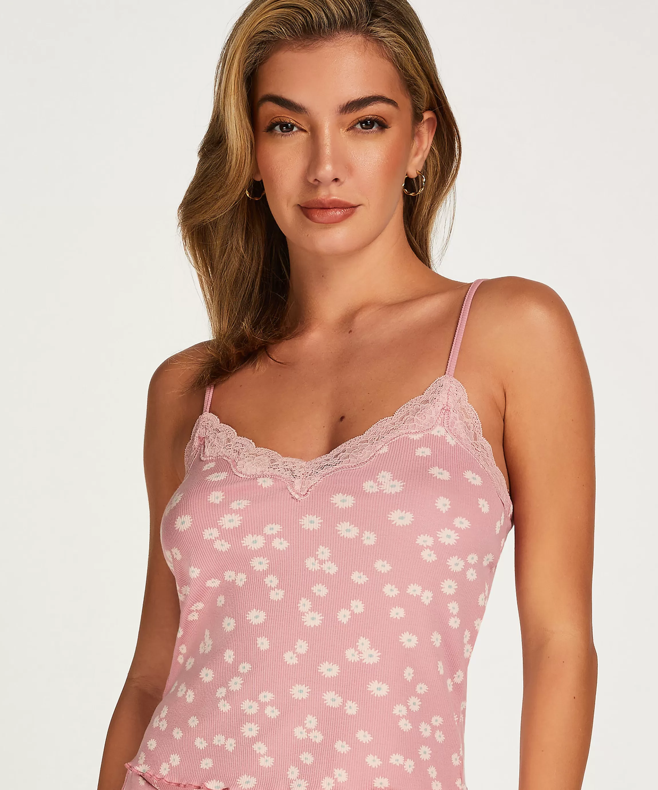 Hunkemöller Pyjama'S*Cami Top Rib Lace Roze