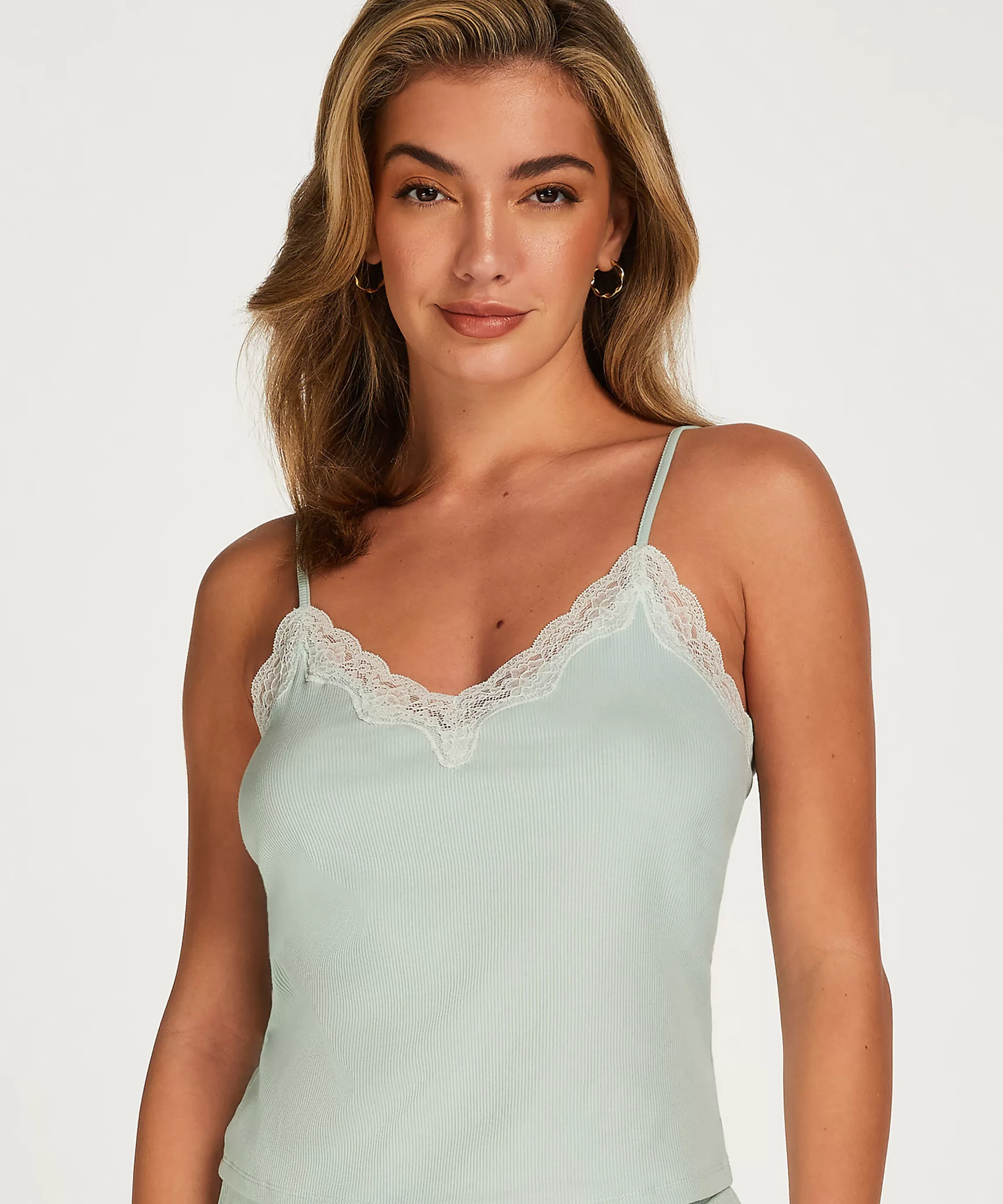 Hunkemöller Pyjama'S*Cami Top Rib Lace Groen