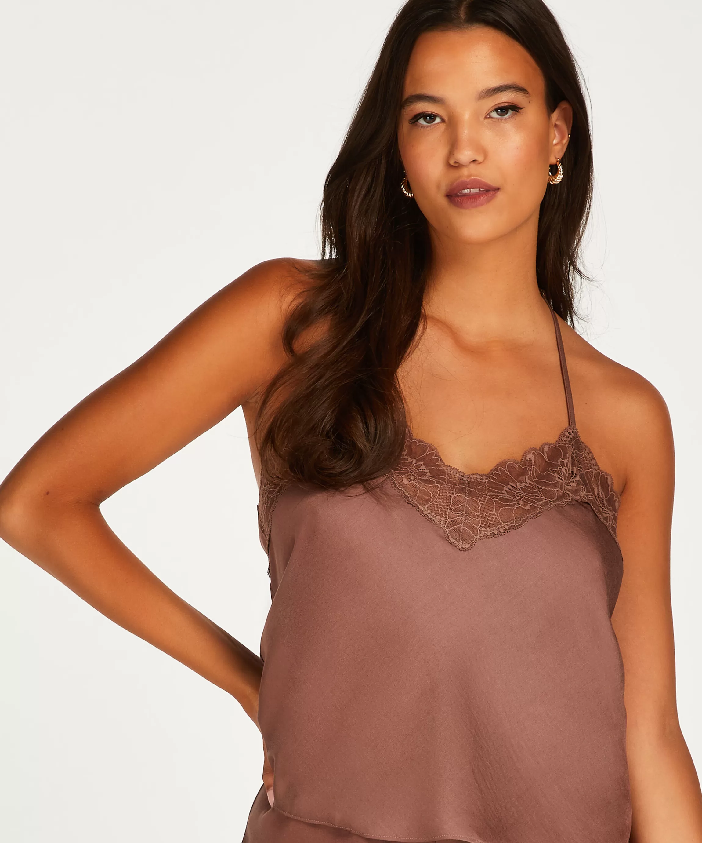 Hunkemöller Pyjama'S*Cami Top Satin Bruin