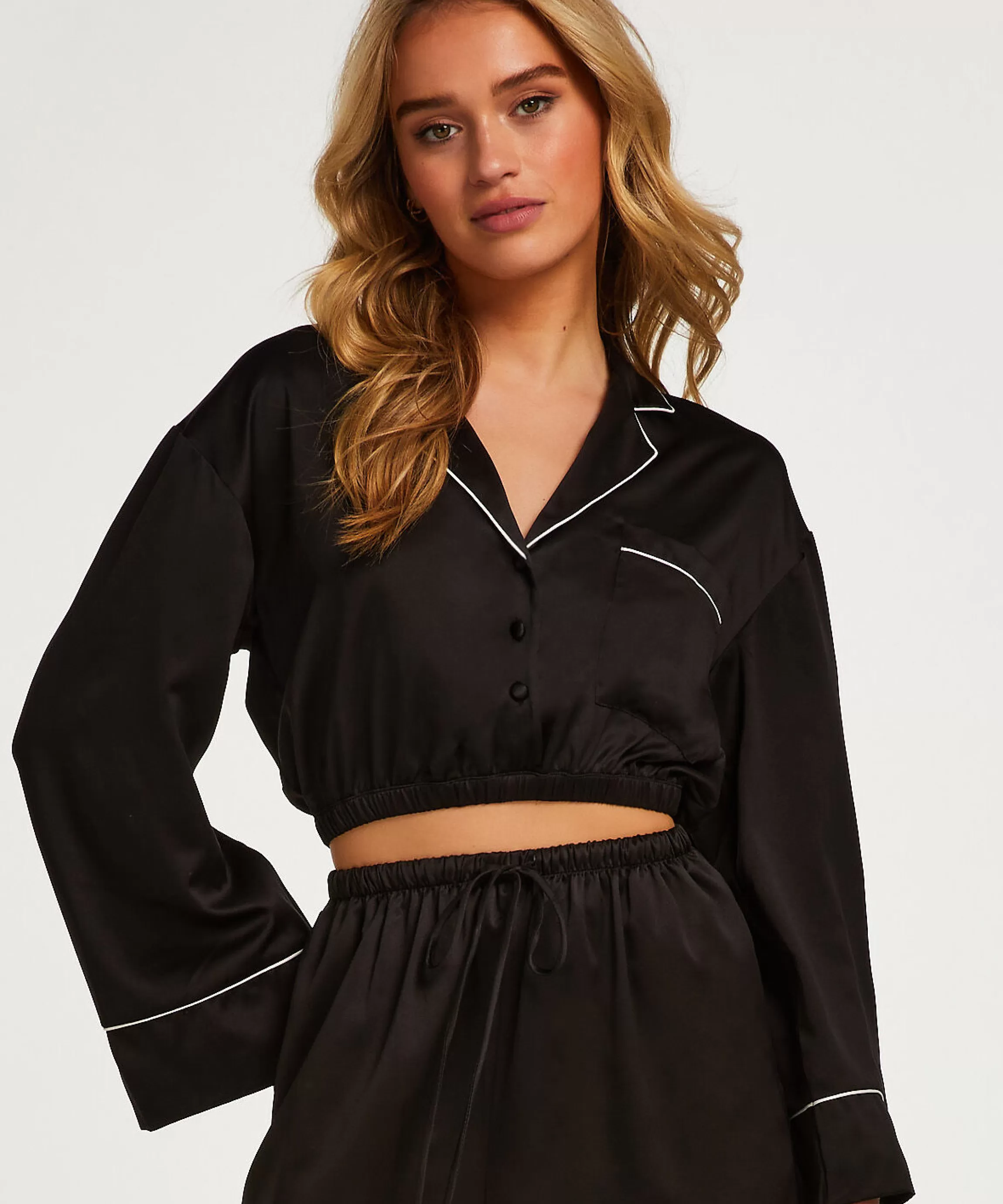Hunkemöller Pyjama'S*Cropped Jack Met Lange Mouwen Zwart