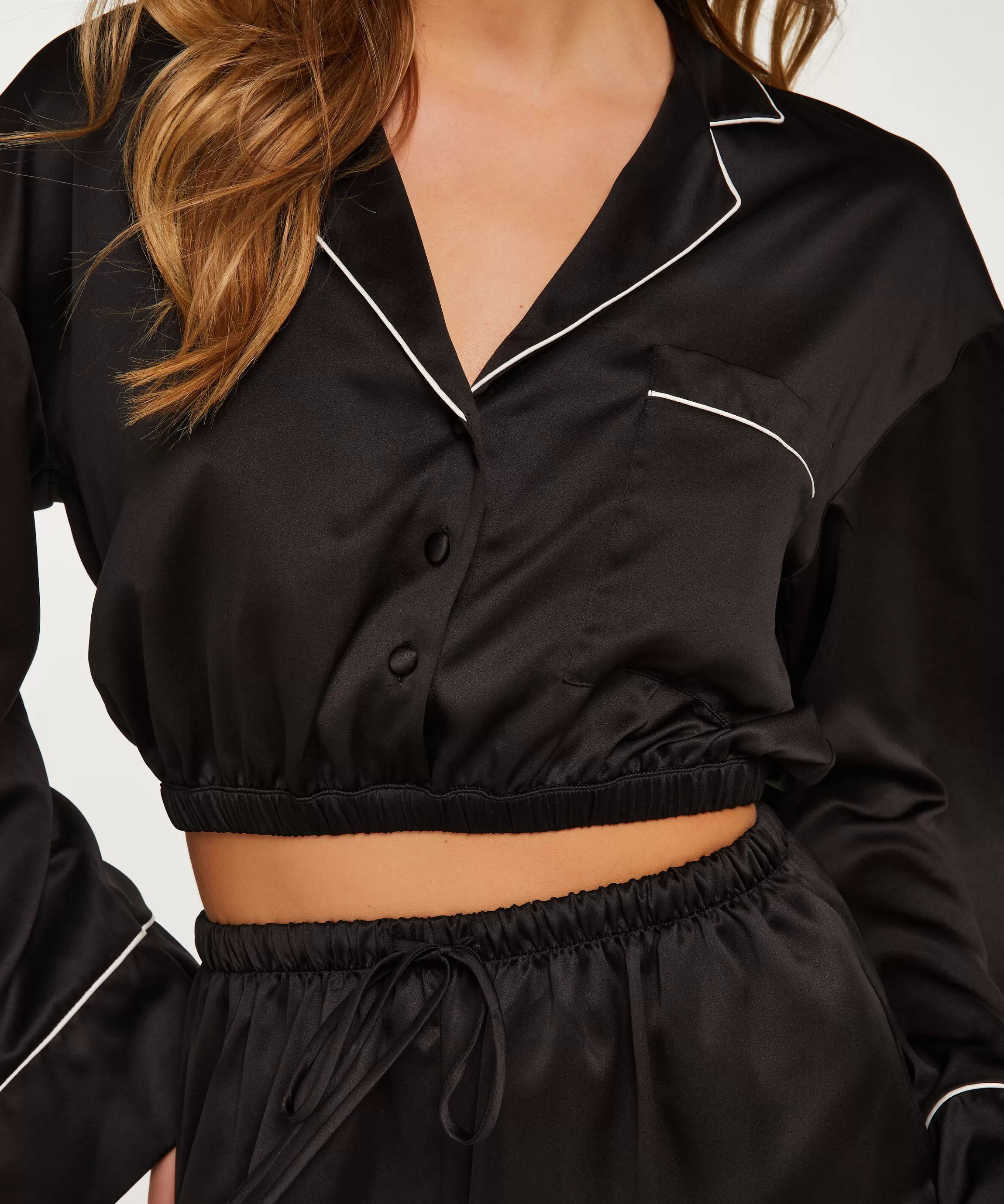 Hunkemöller Pyjama'S*Cropped Jack Met Lange Mouwen Zwart