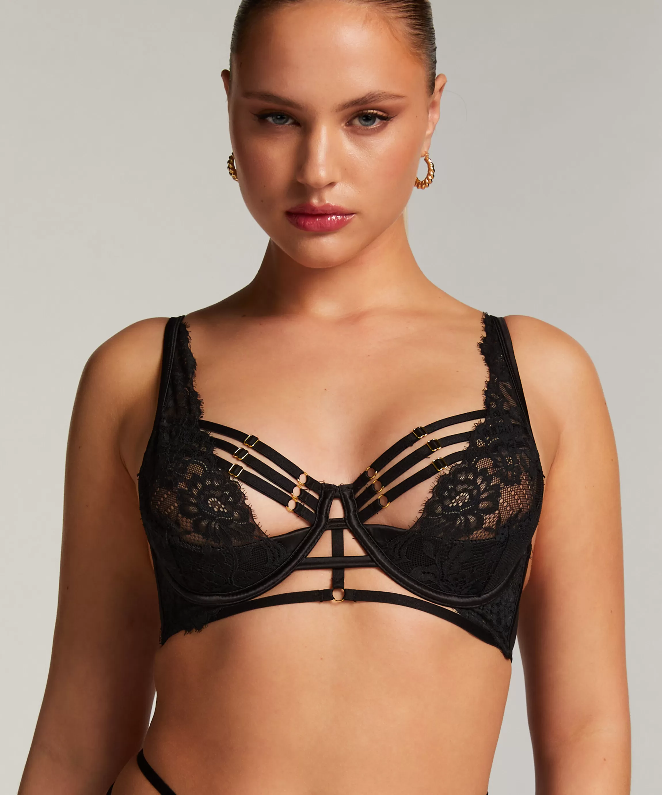 Hunkemöller Voorgevormde Bh'S*Half-Voorgevormde Cup Longline Beugel Bh Iggy Zwart