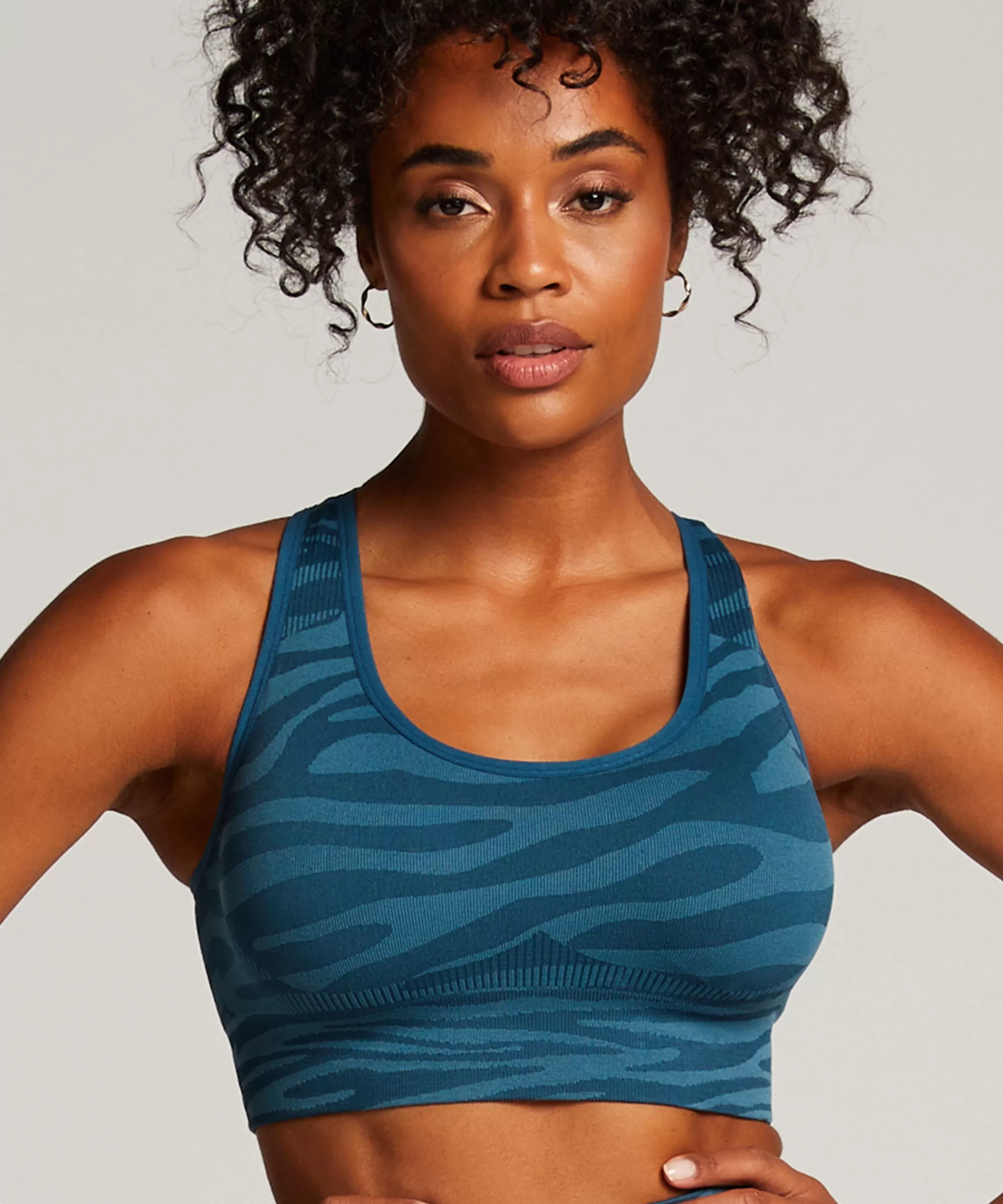 Hunkemöller Voorgevormde Bh'S*Hkmx Naadloze Sport Bh Level 2 Blauw