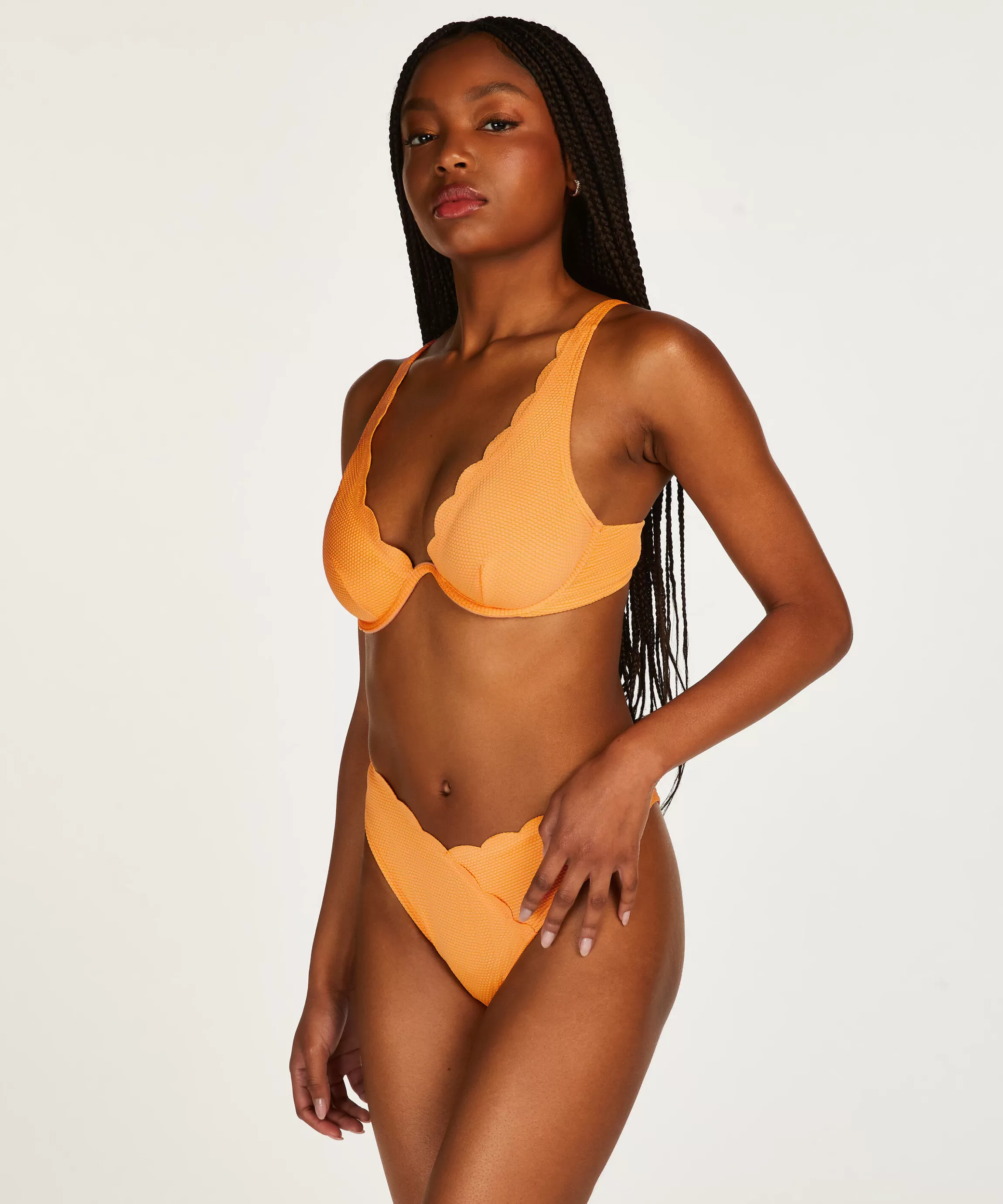 Hunkemöller Bikini'S*Hoog Uitgesneden Bikinibroekje Scallop Oranje
