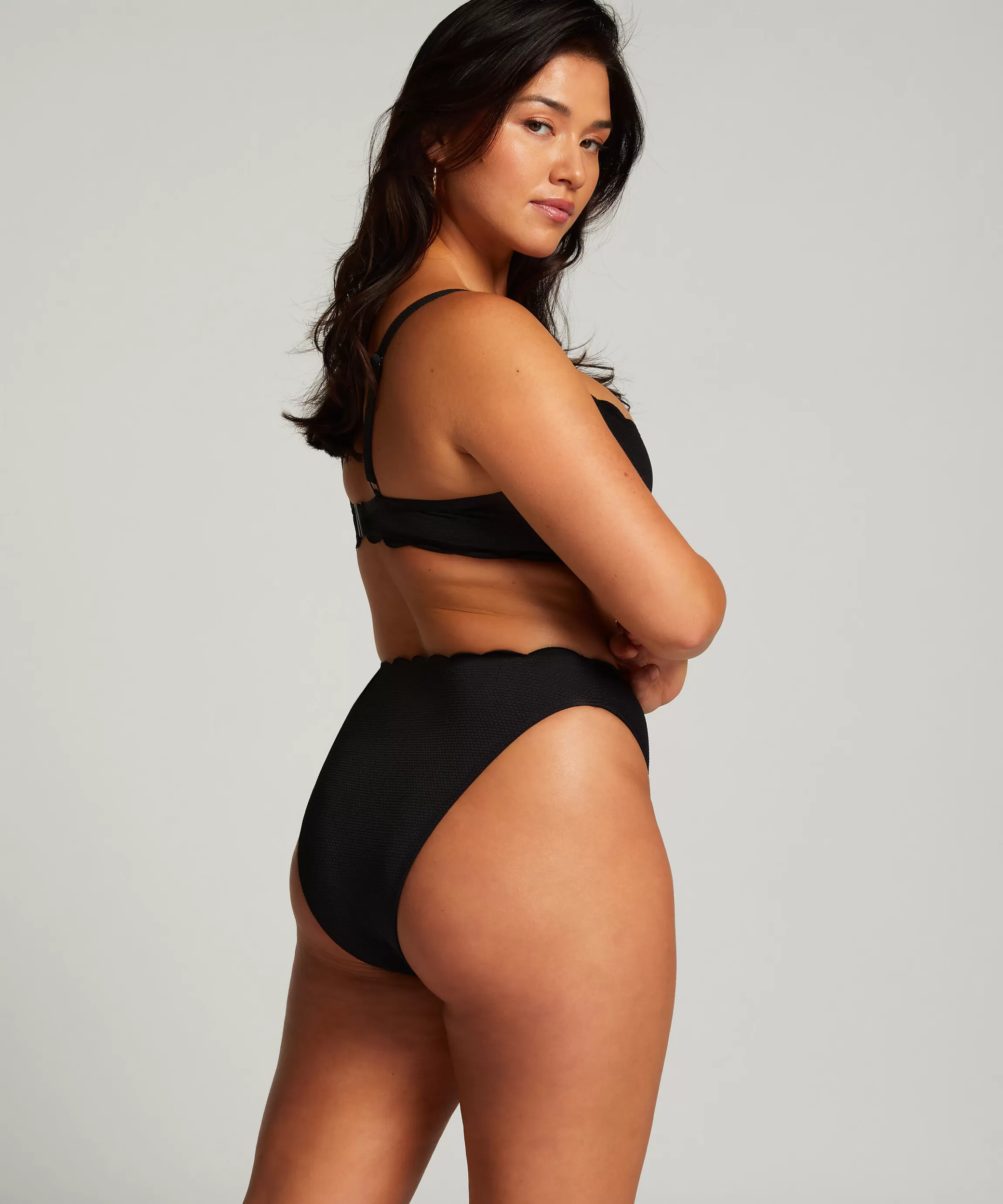 Hunkemöller Bikini'S*Hoog Uitgesneden Bikinibroekje Scallop Zwart