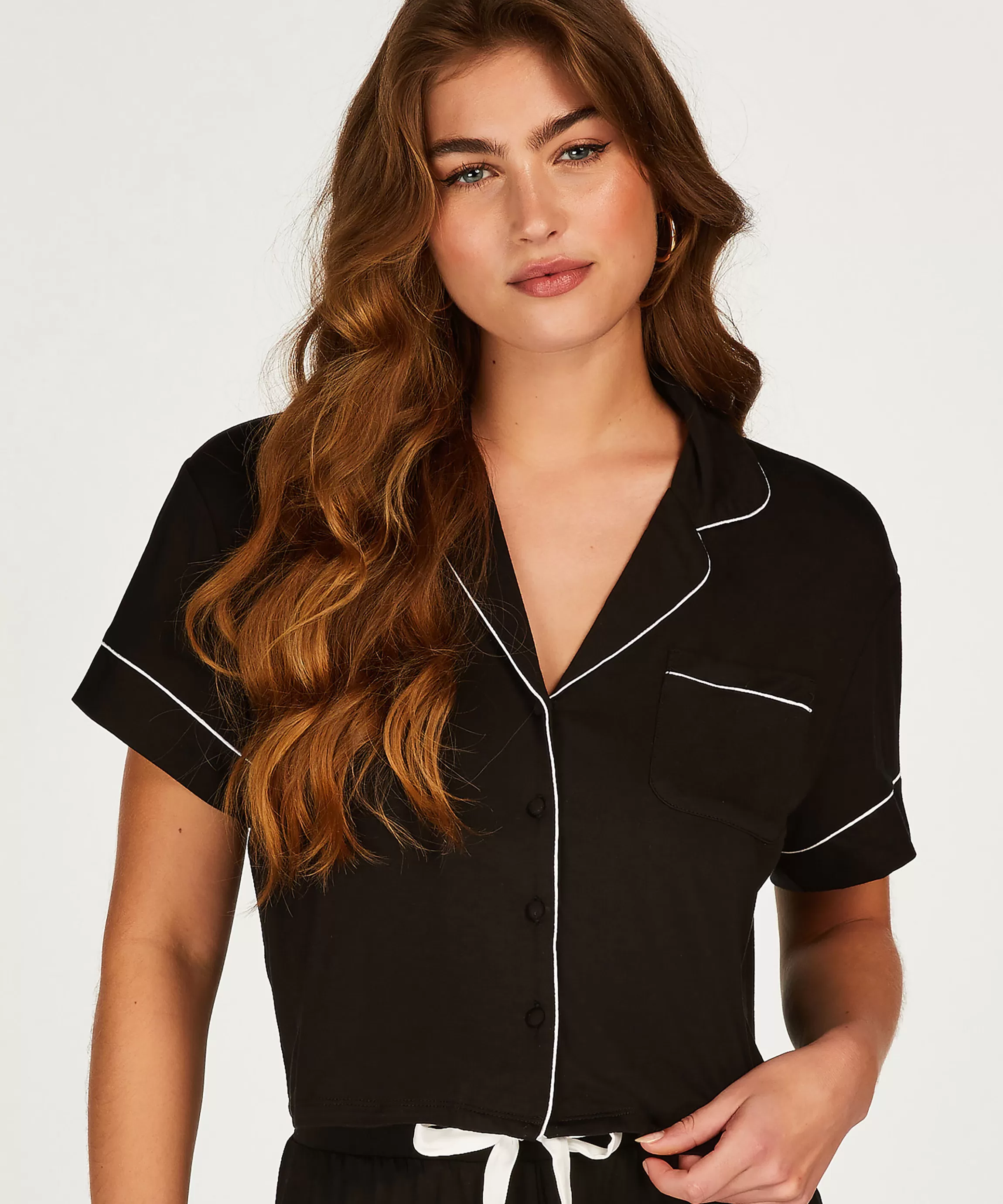 Hunkemöller Pyjamatops*Jacket Jersey Essential Zwart