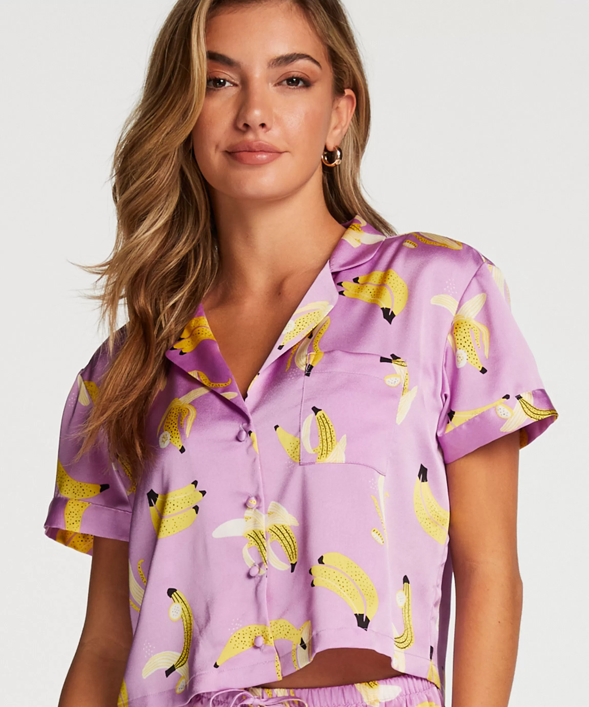 Hunkemöller Pyjamatops*Jacket Satin Paars