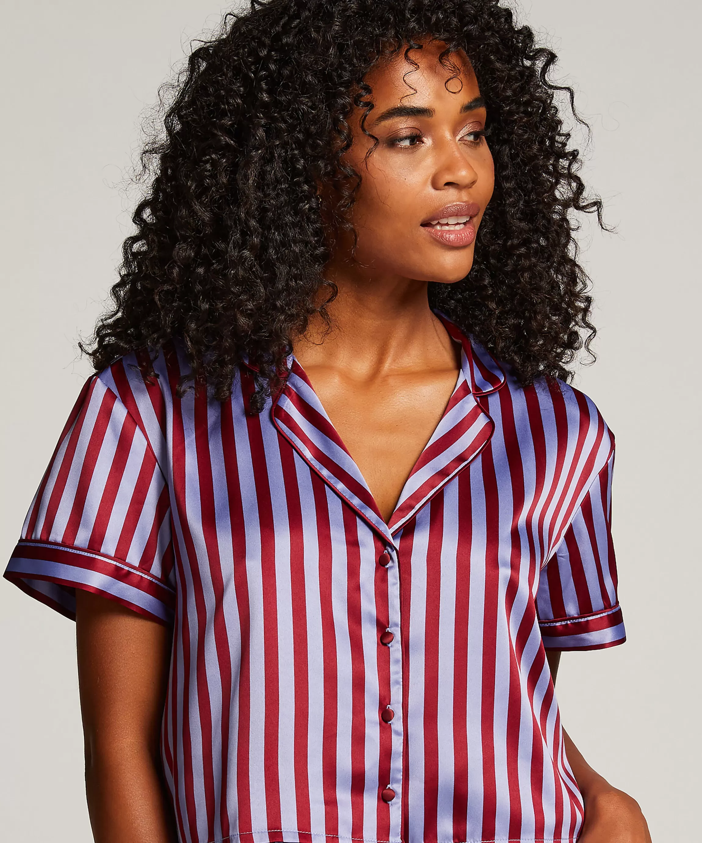 Hunkemöller Pyjamatops*Jacket Satin Blauw