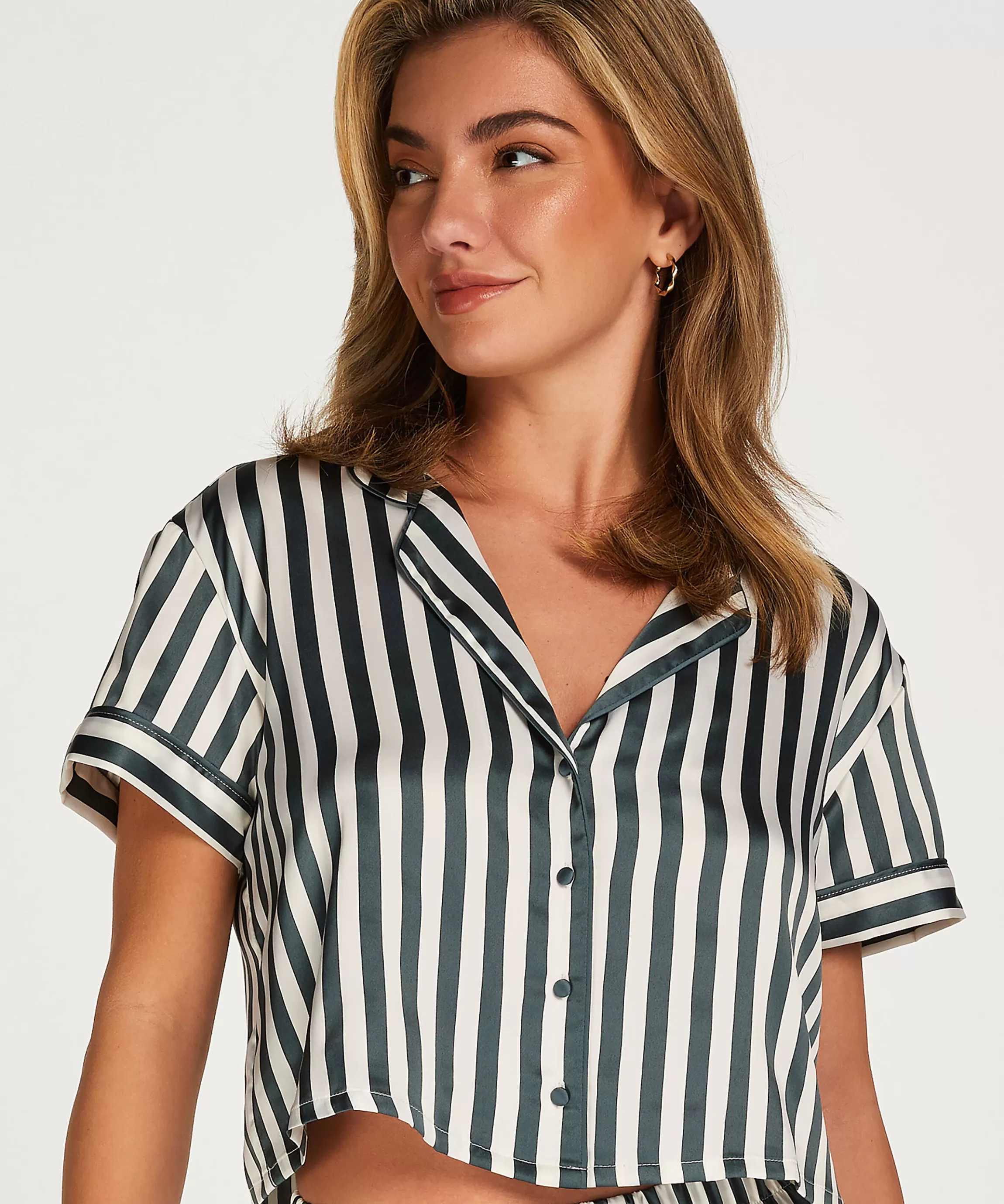 Hunkemöller Pyjamatops*Jacket Satin Groen