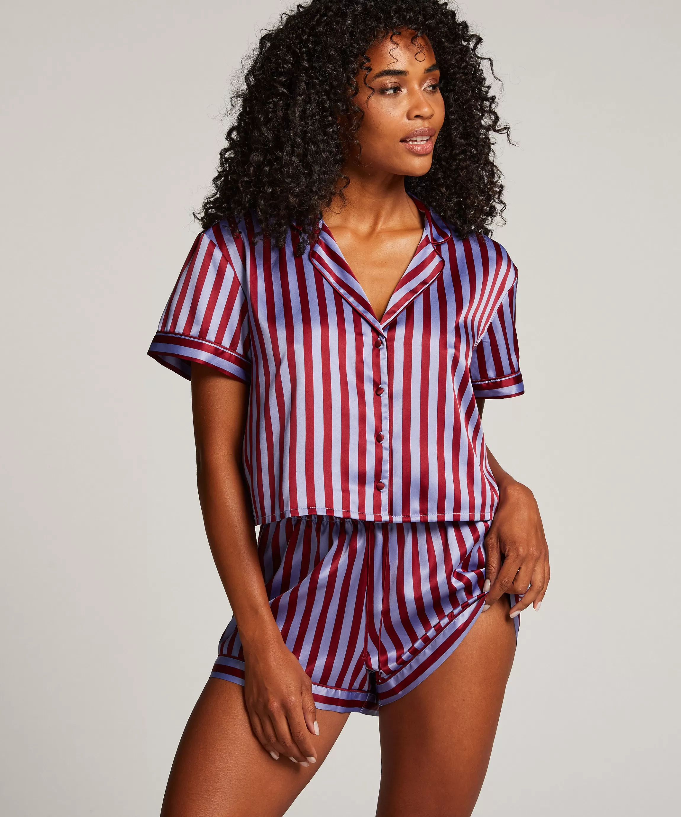 Hunkemöller Pyjamatops*Jacket Satin Blauw