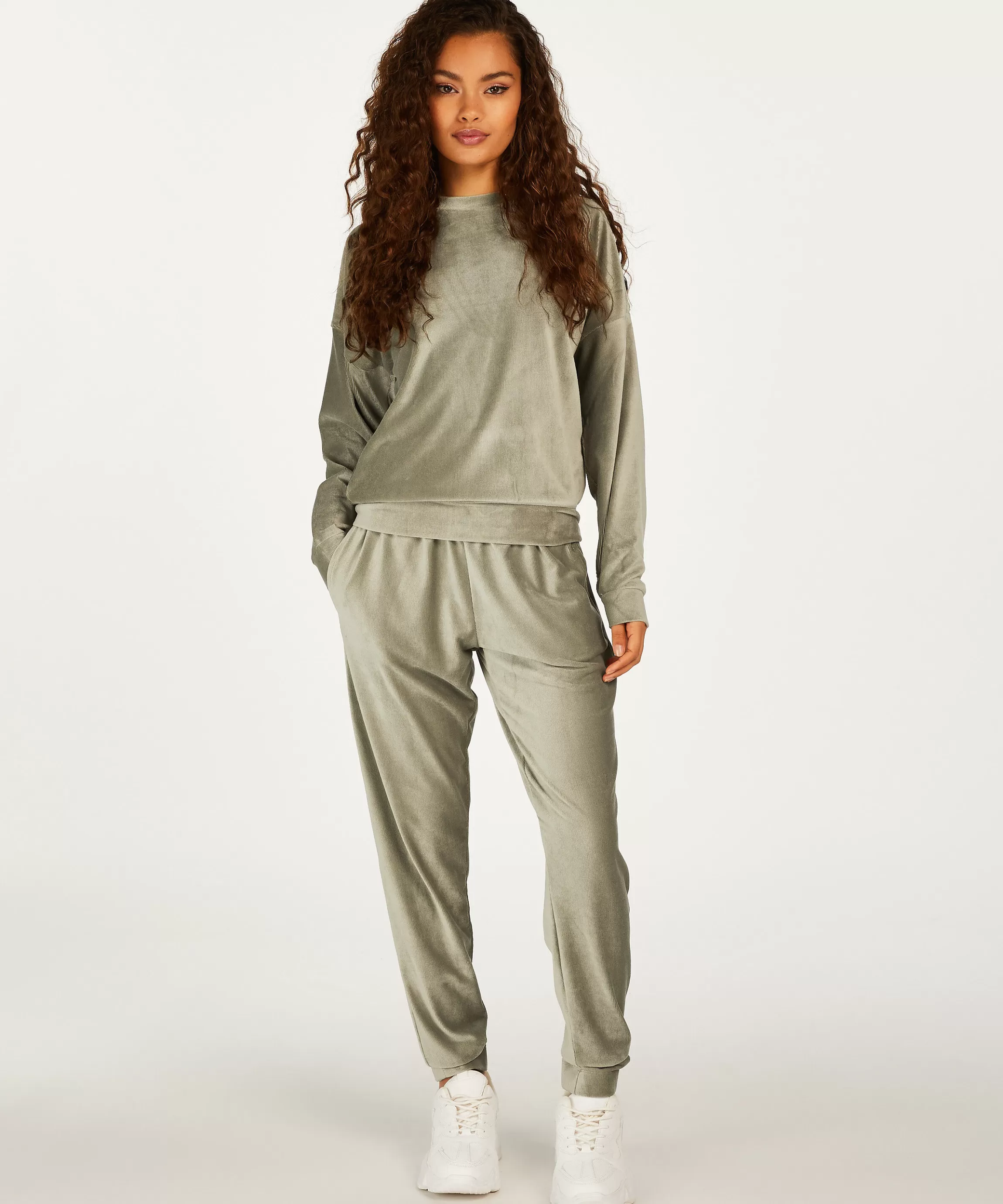 Hunkemöller Pyjama'S*Joggingbroek Velours Rib Groen