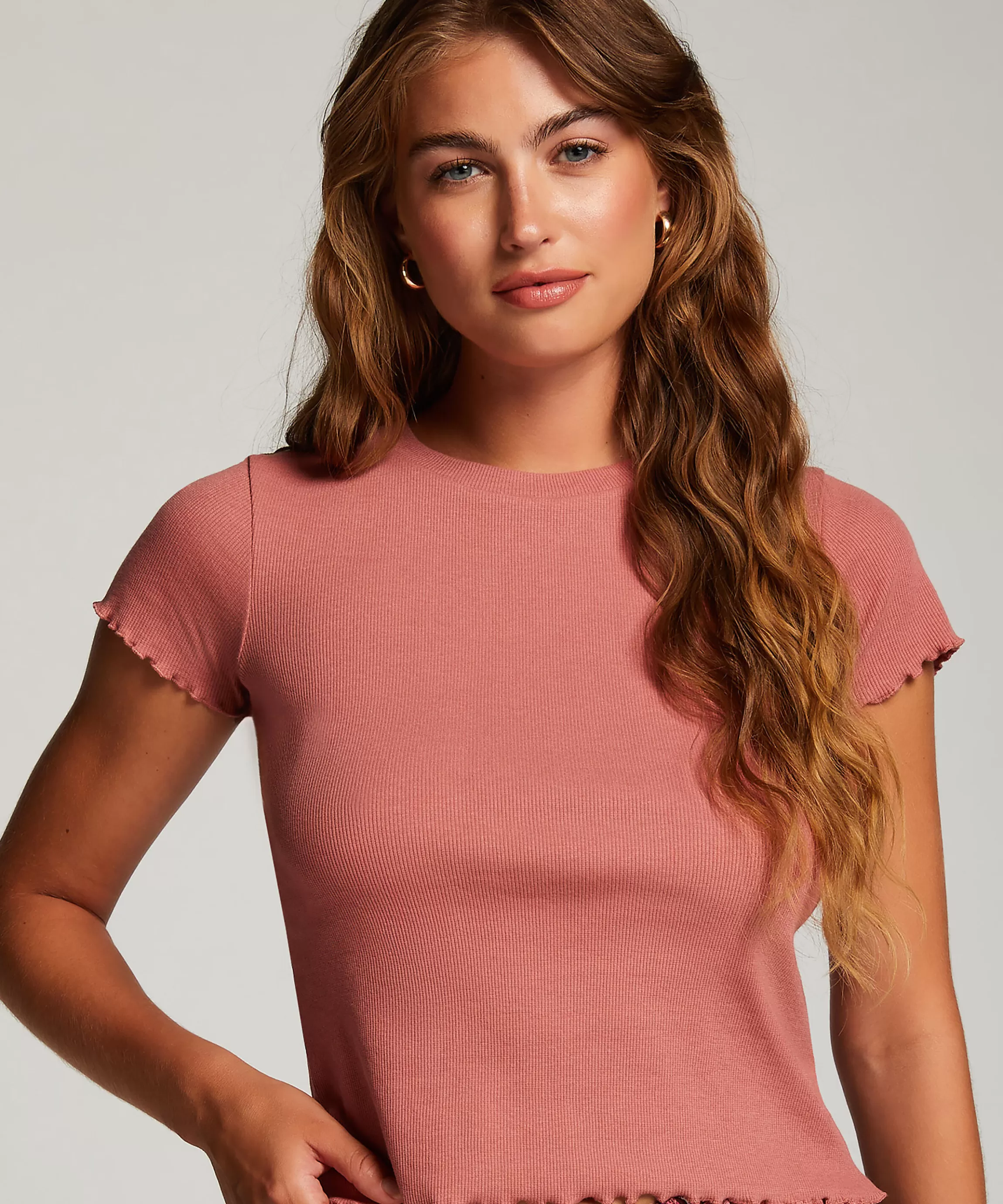 Hunkemöller Pyjama'S*Katoenen Shirt Met Korte Mouwen Roze