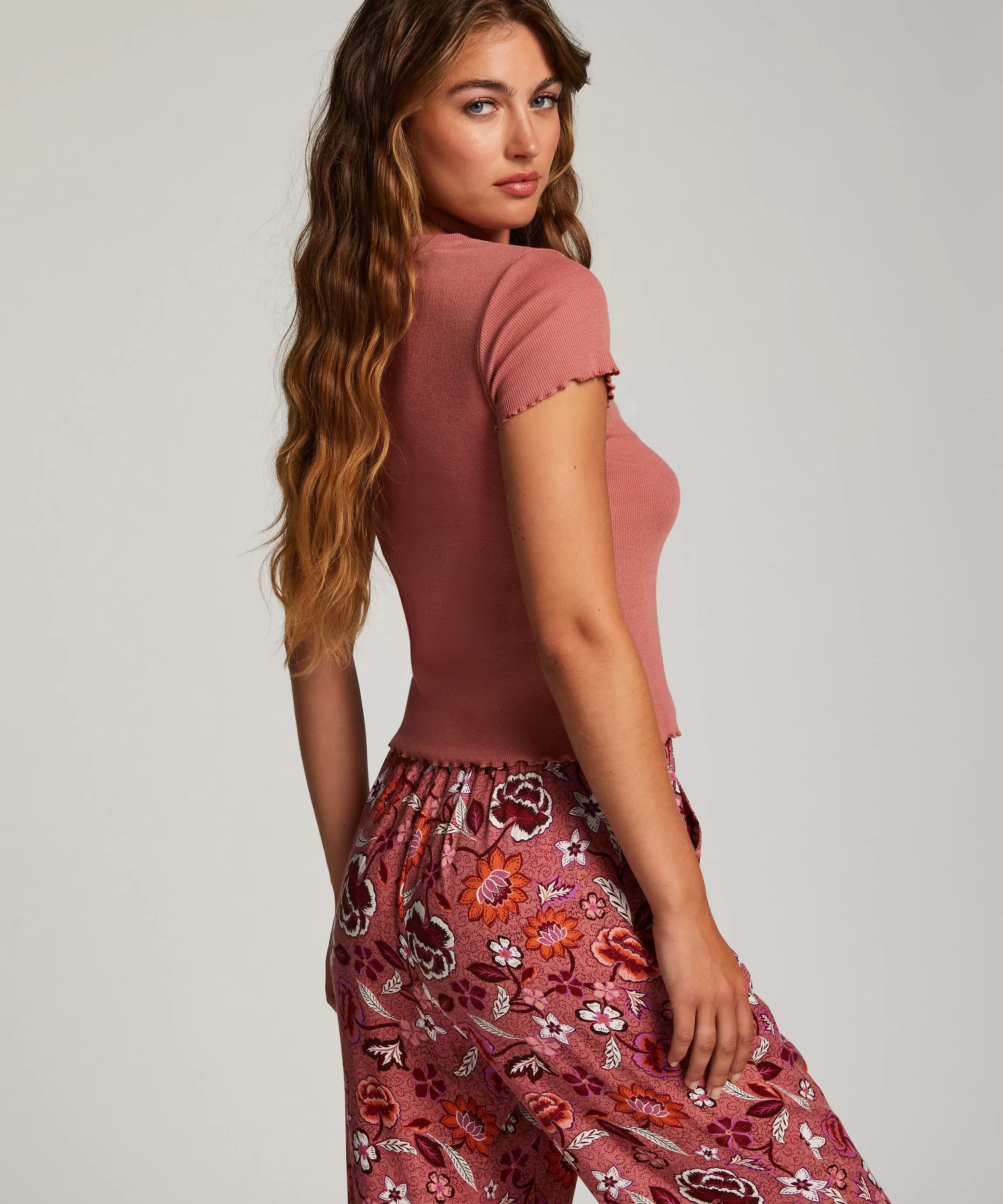 Hunkemöller Pyjama'S*Katoenen Shirt Met Korte Mouwen Roze