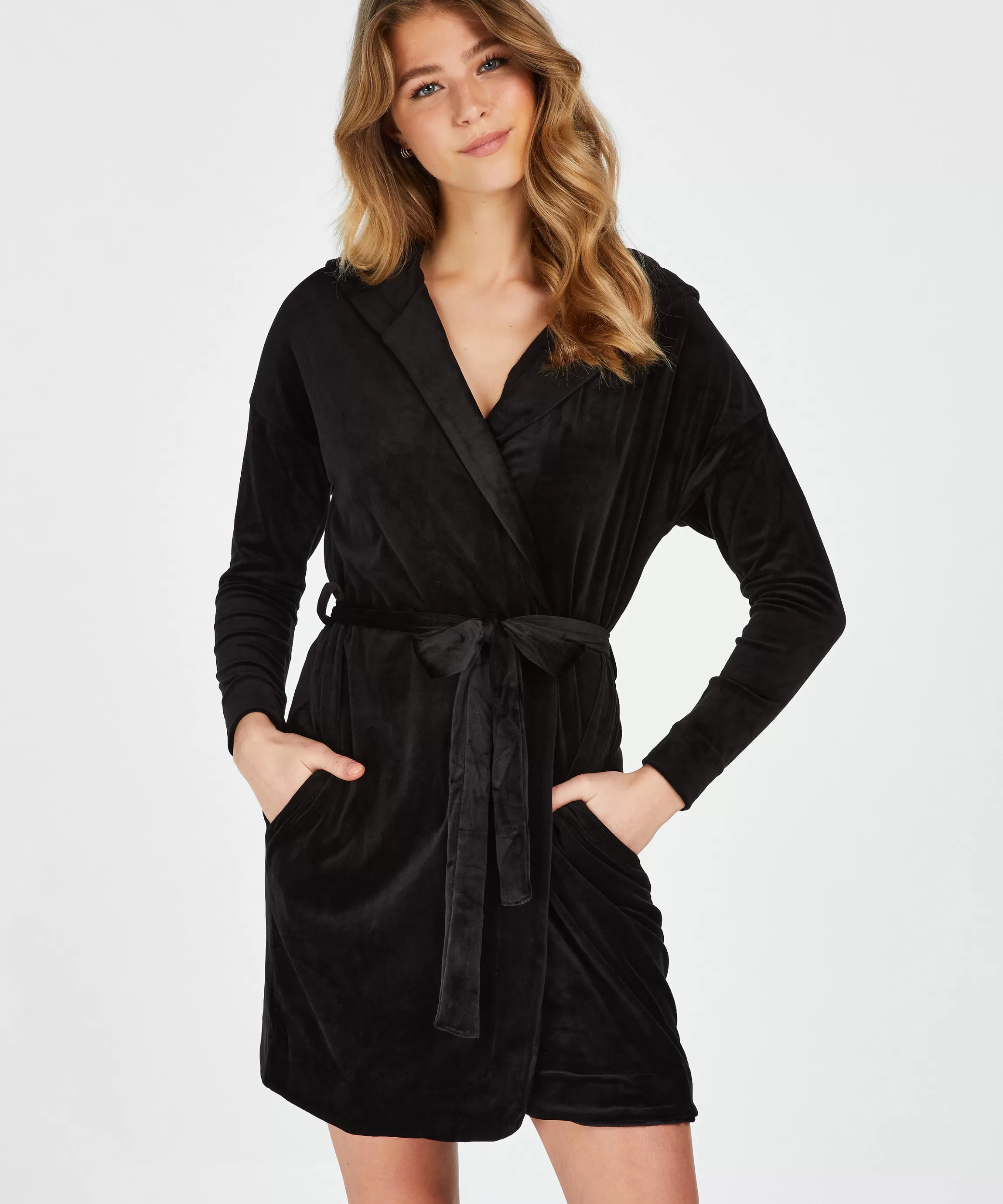 Hunkemöller Badjassen*Korte Badjas Velours Zwart