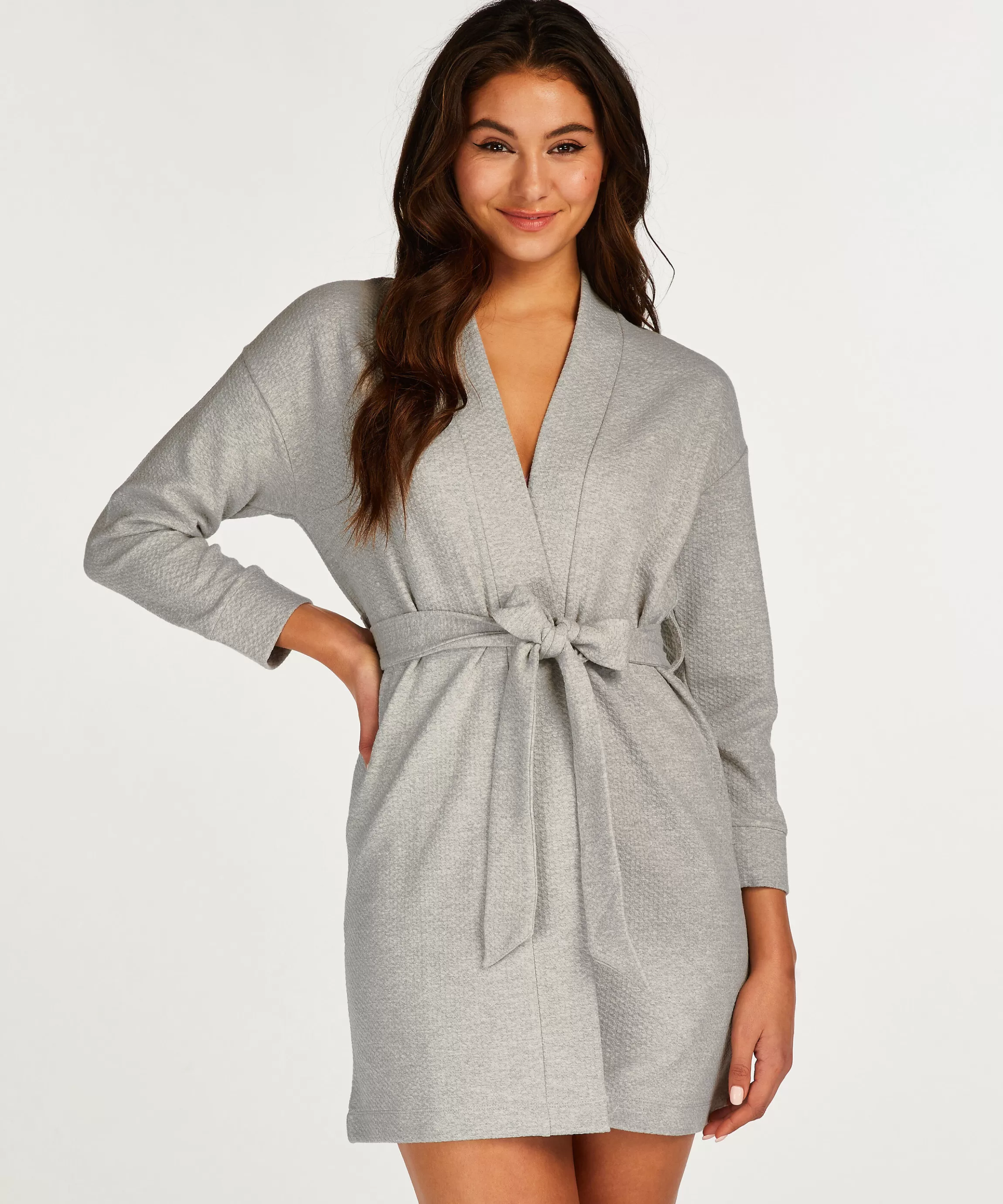 Hunkemöller Badjassen*Korte Jacquard Badjas Grijs