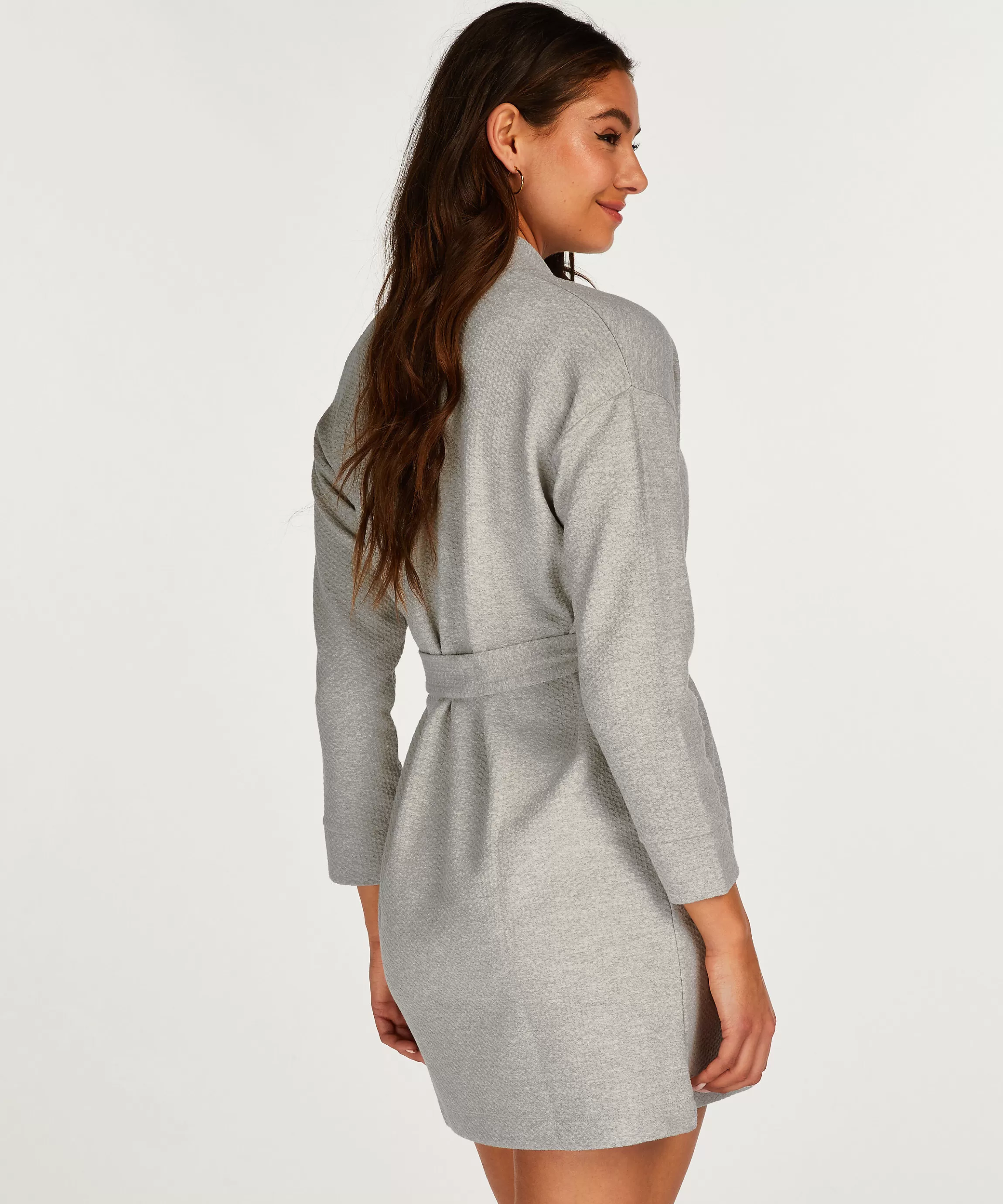 Hunkemöller Badjassen*Korte Jacquard Badjas Grijs