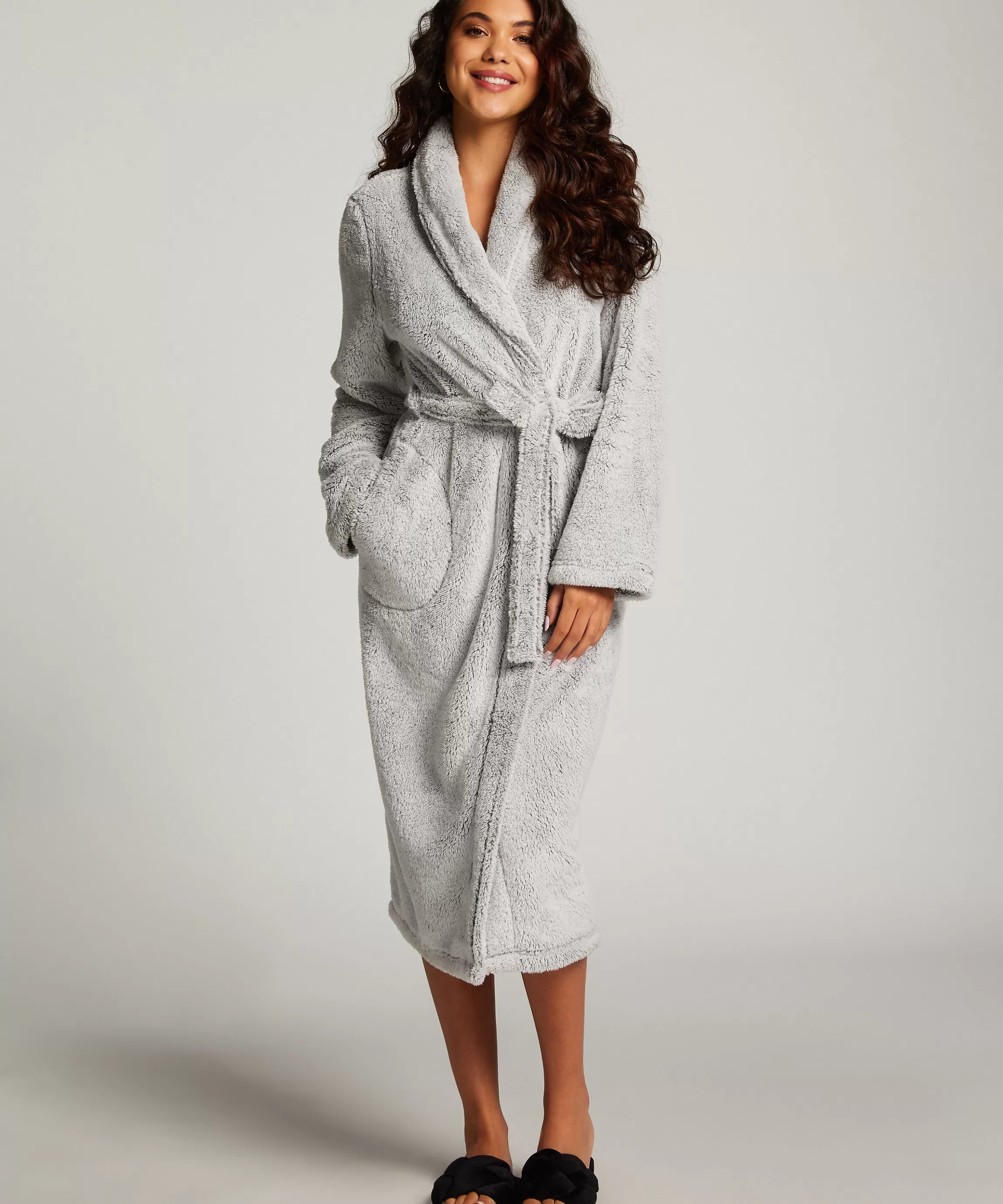 Hunkemöller Badjassen*Lange Badjas Fleece Grijs