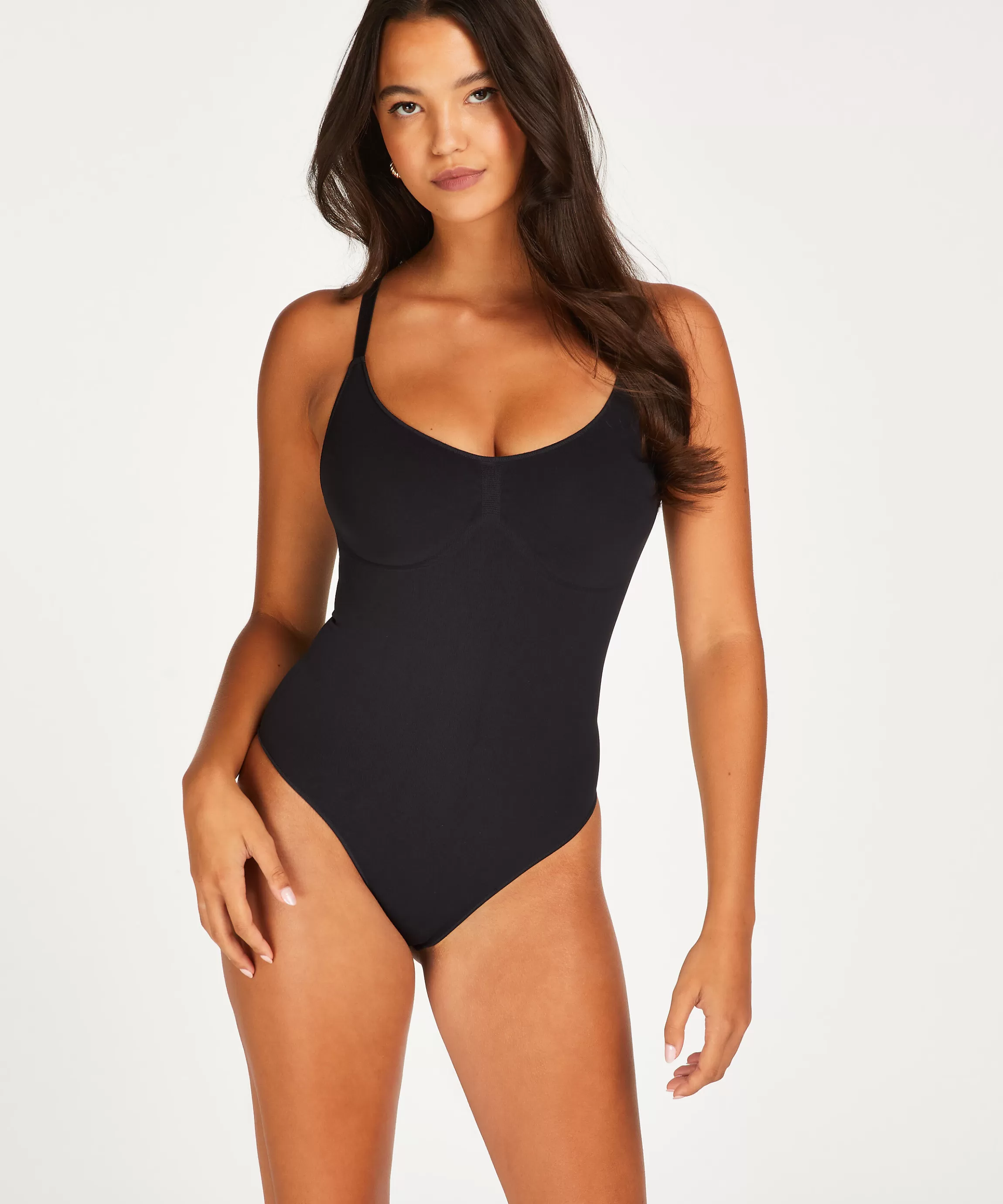 Hunkemöller Bodies*Naadloze Corrigerend Hoog Uitgesneden Body Zwart