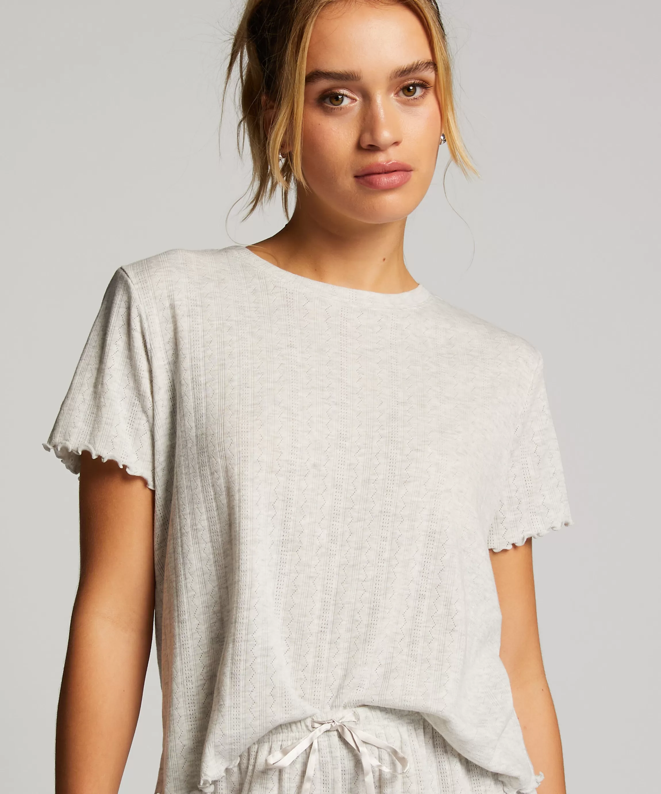 Hunkemöller Pyjama'S*Pyjama Top Korte Mouwen Loose Fit Beige