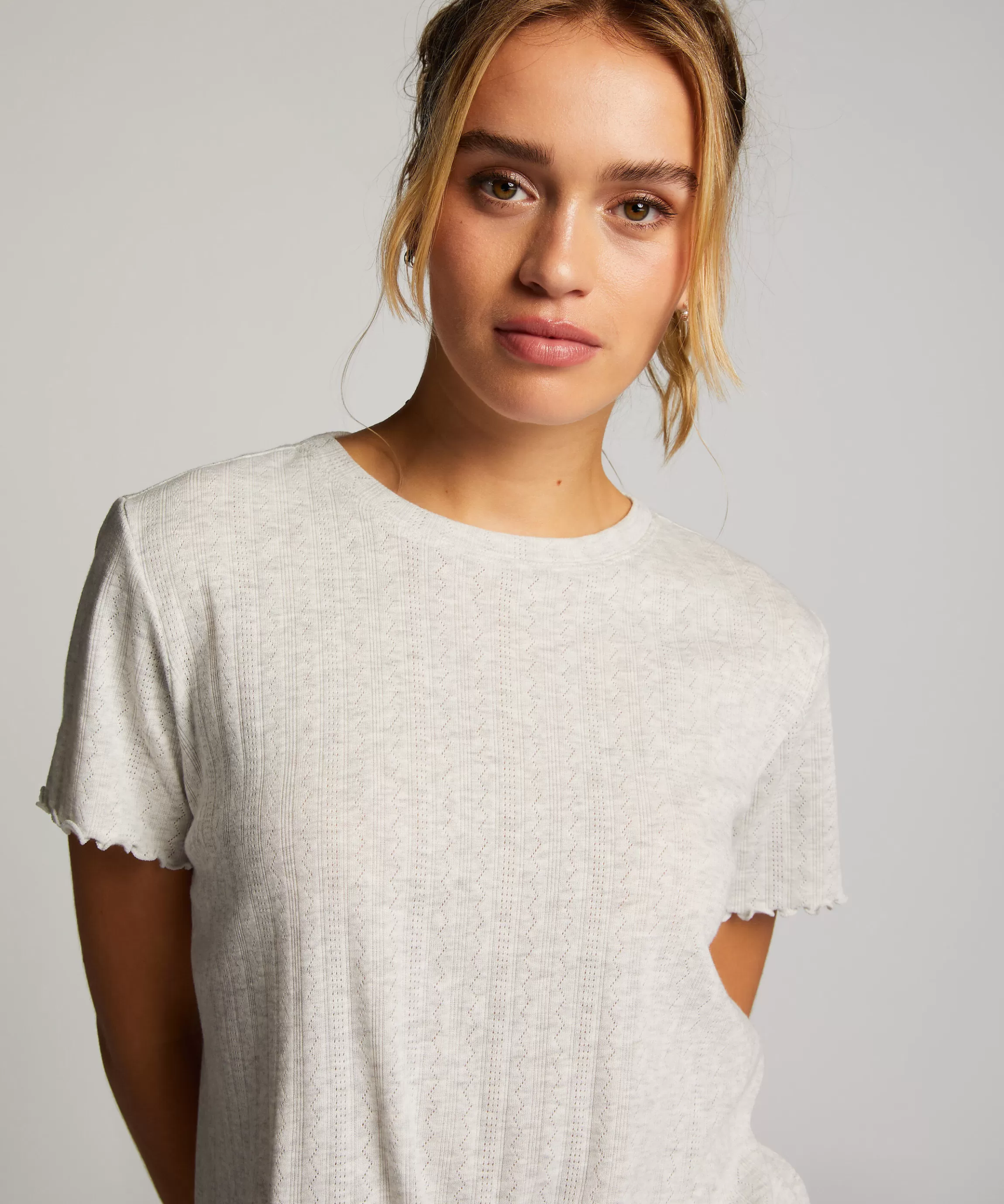 Hunkemöller Pyjama'S*Pyjama Top Korte Mouwen Loose Fit Beige