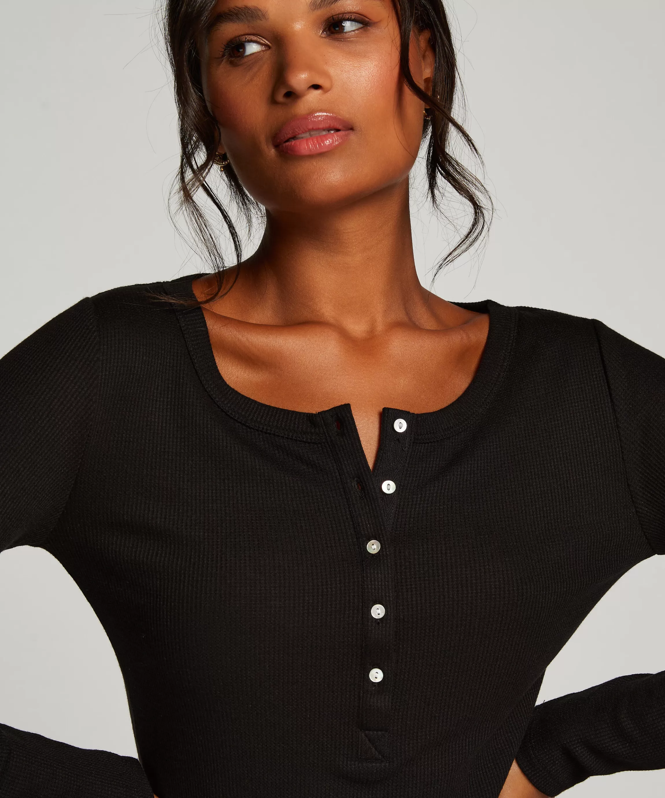 Hunkemöller Pyjama'S*Pyjamatop Lange Mouwen Zwart