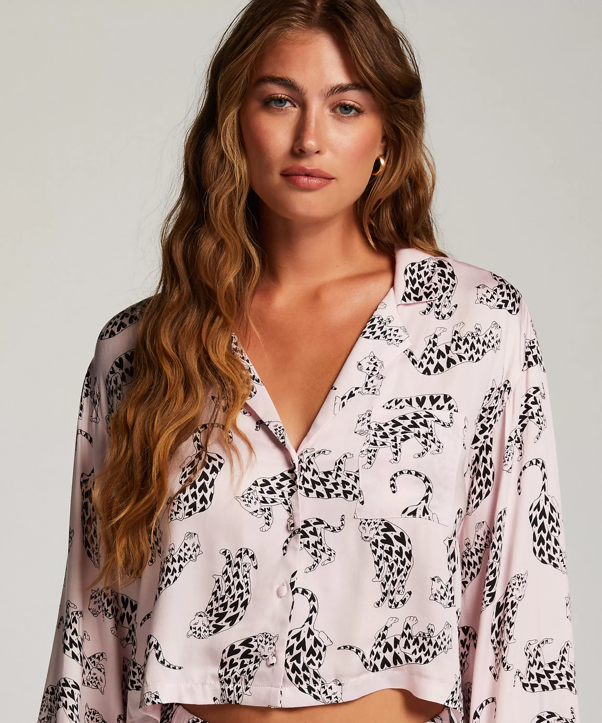 Hunkemöller Pyjamatops*Pyjamatop Lange Mouwen Twill Roze