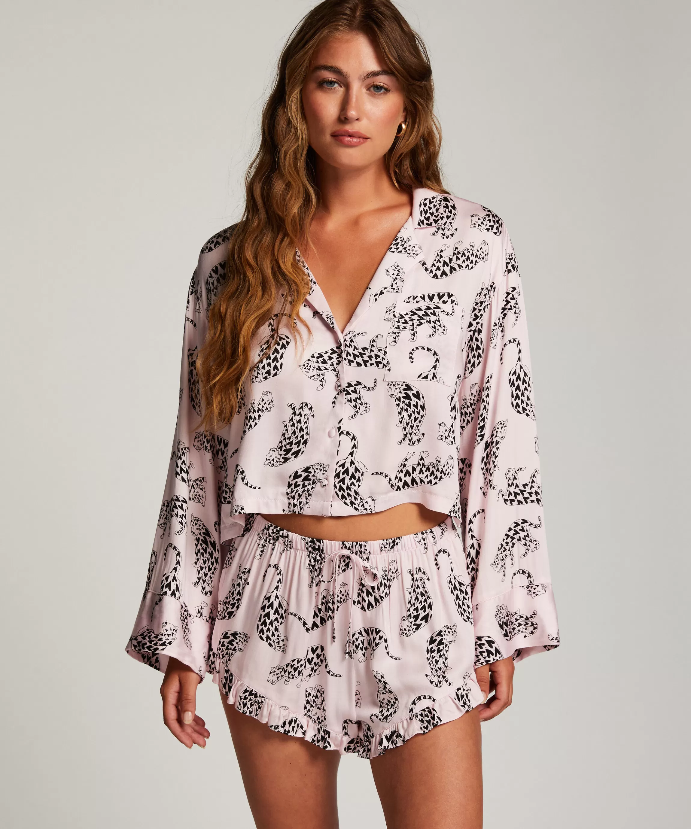Hunkemöller Pyjamatops*Pyjamatop Lange Mouwen Twill Roze