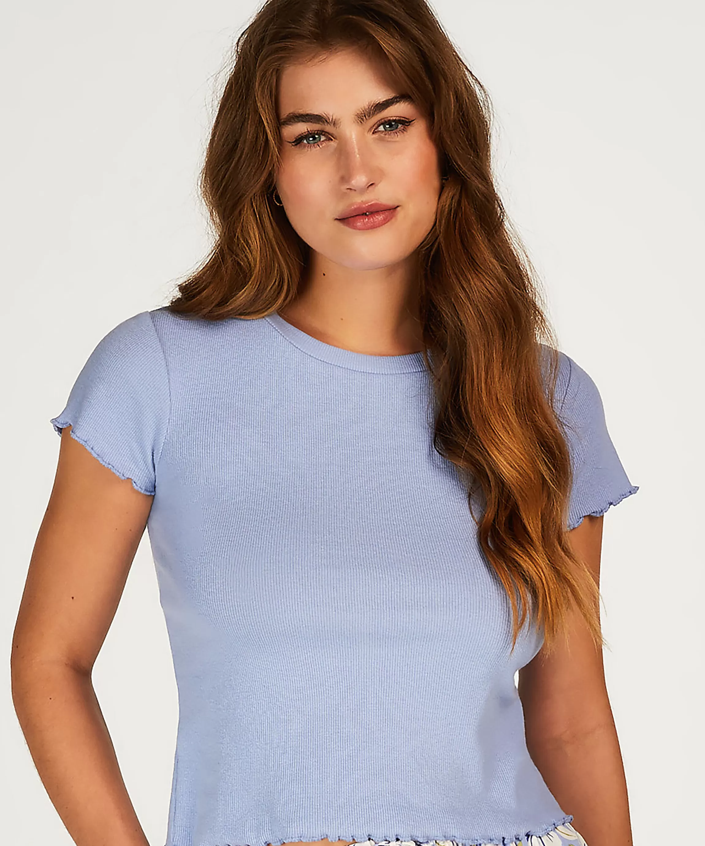 Hunkemöller Pyjama'S*Shirt Met Korte Mouwen Rib Blauw