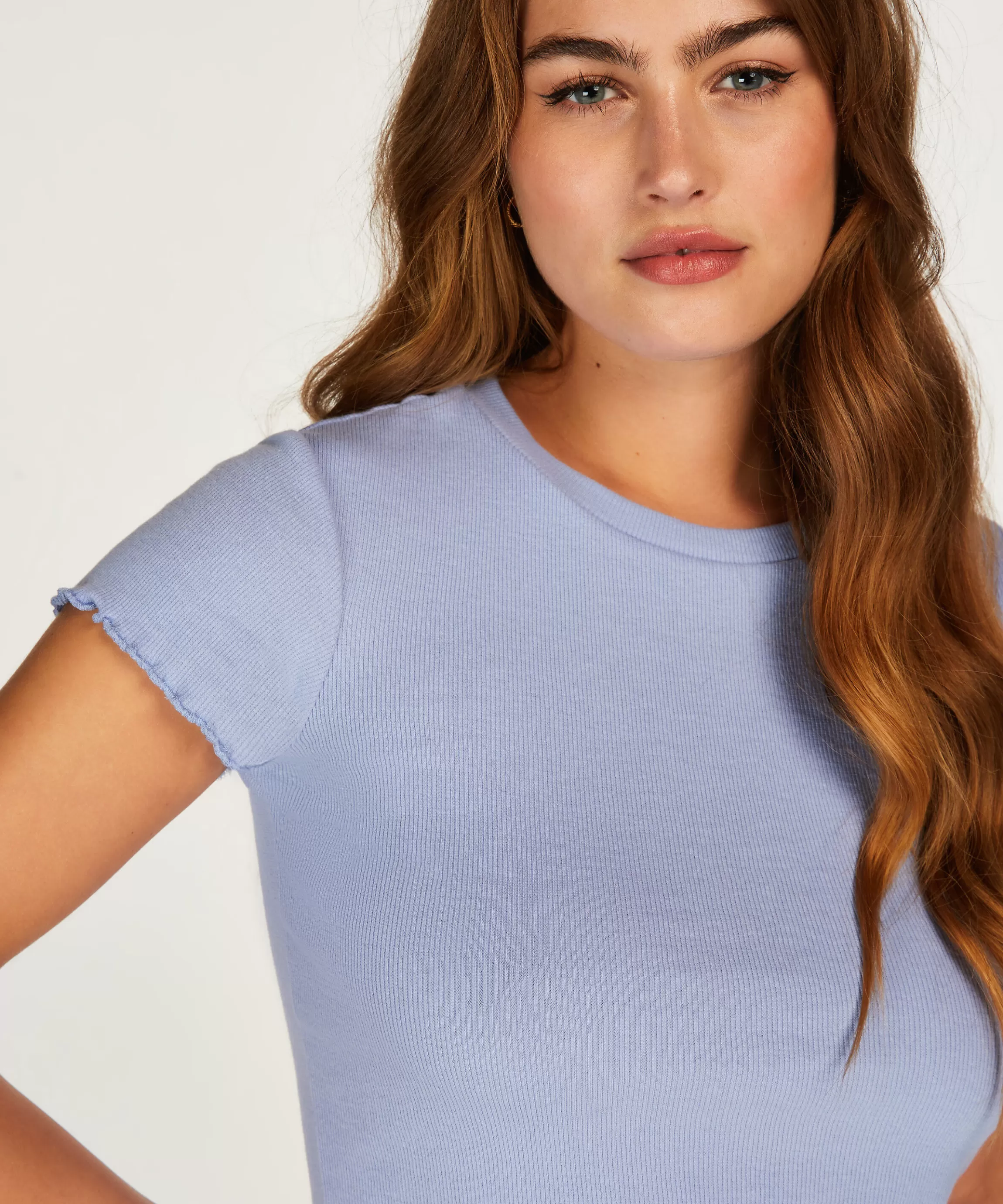 Hunkemöller Pyjama'S*Shirt Met Korte Mouwen Rib Blauw