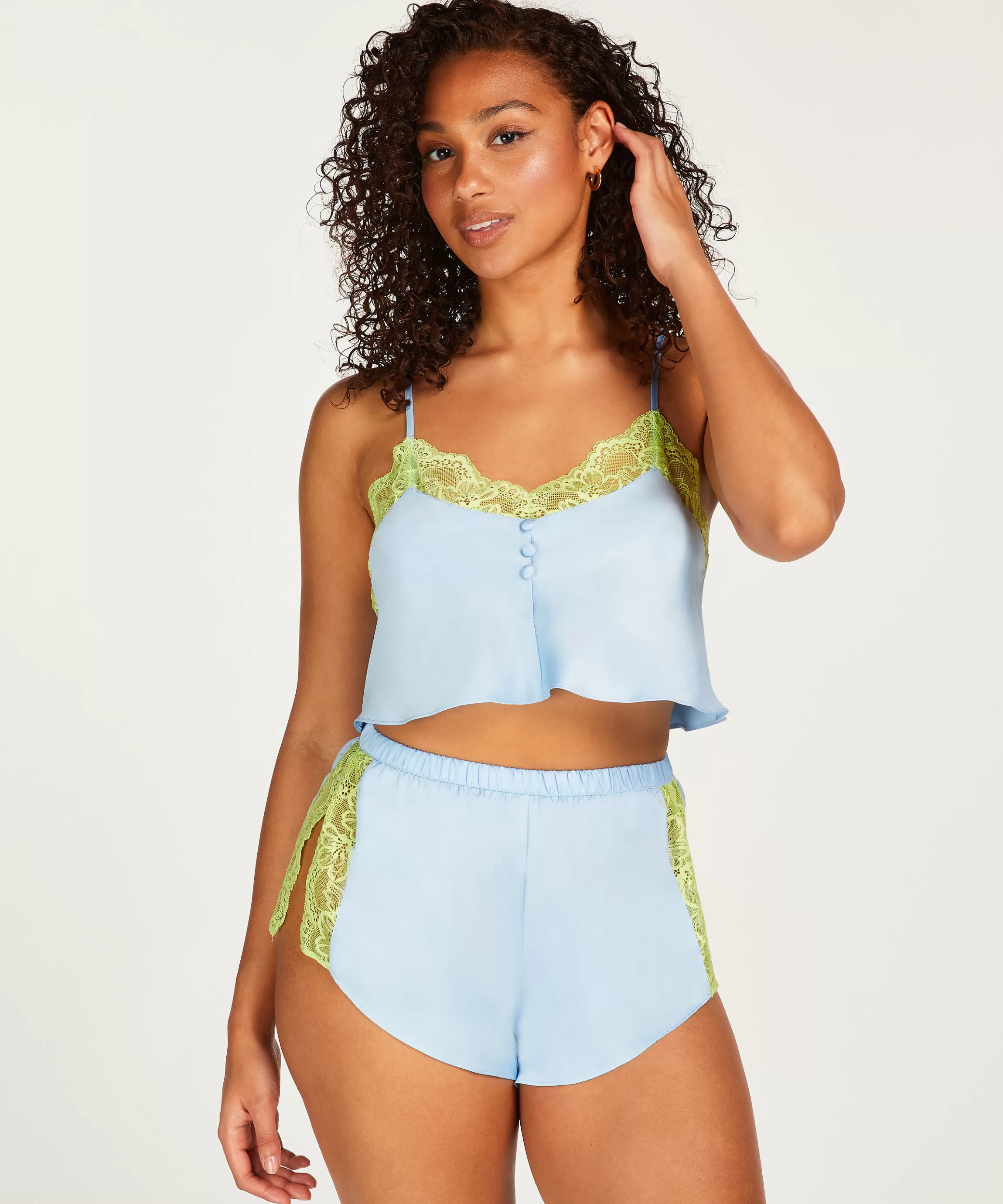 Hunkemöller Pyjama'S*Shorts Satin Lace Blauw