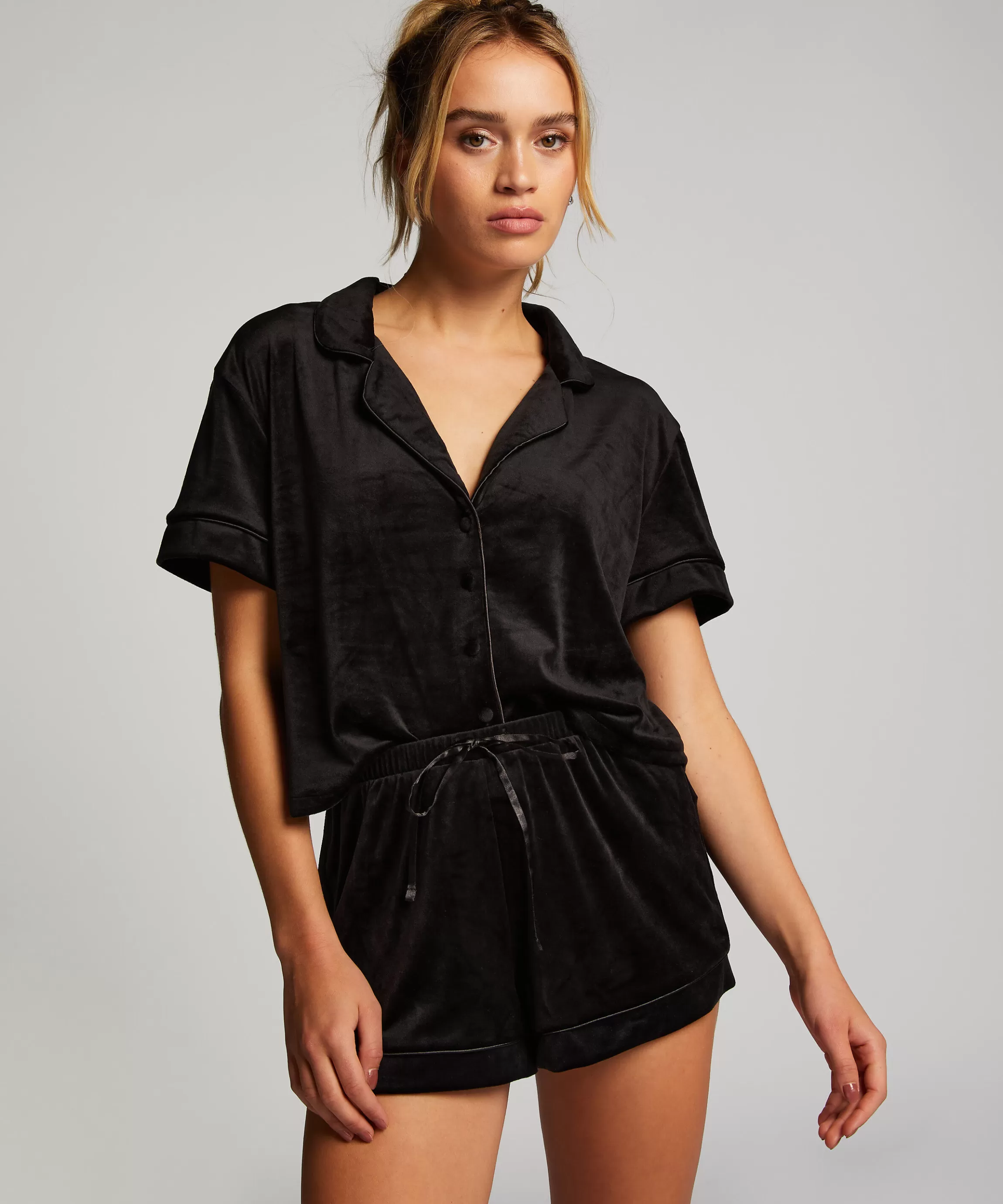 Hunkemöller Pyjama'S*Shorts Velours Zwart