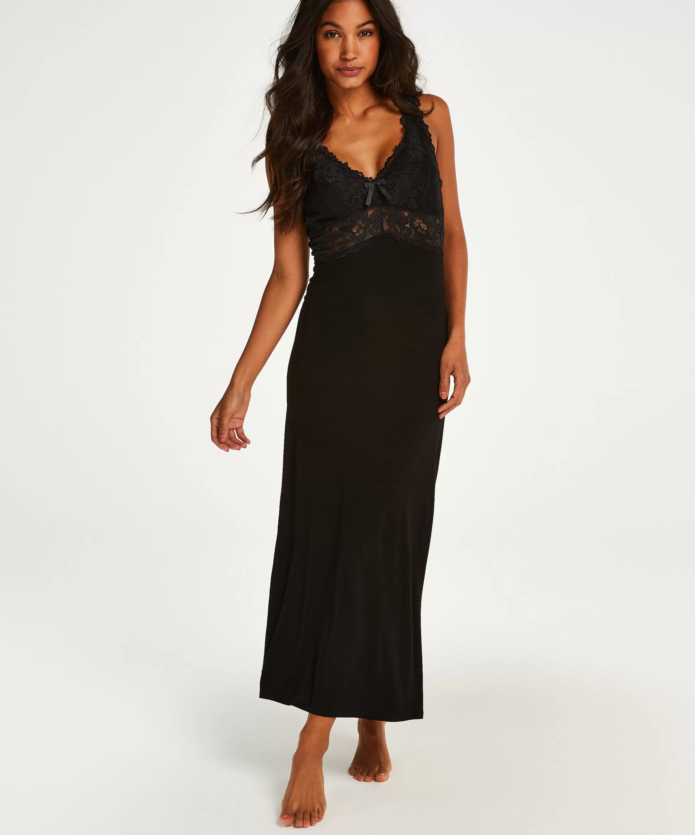 Hunkemöller Slipdresses & Babydolls*Slipdress Nora Lace Long Zwart