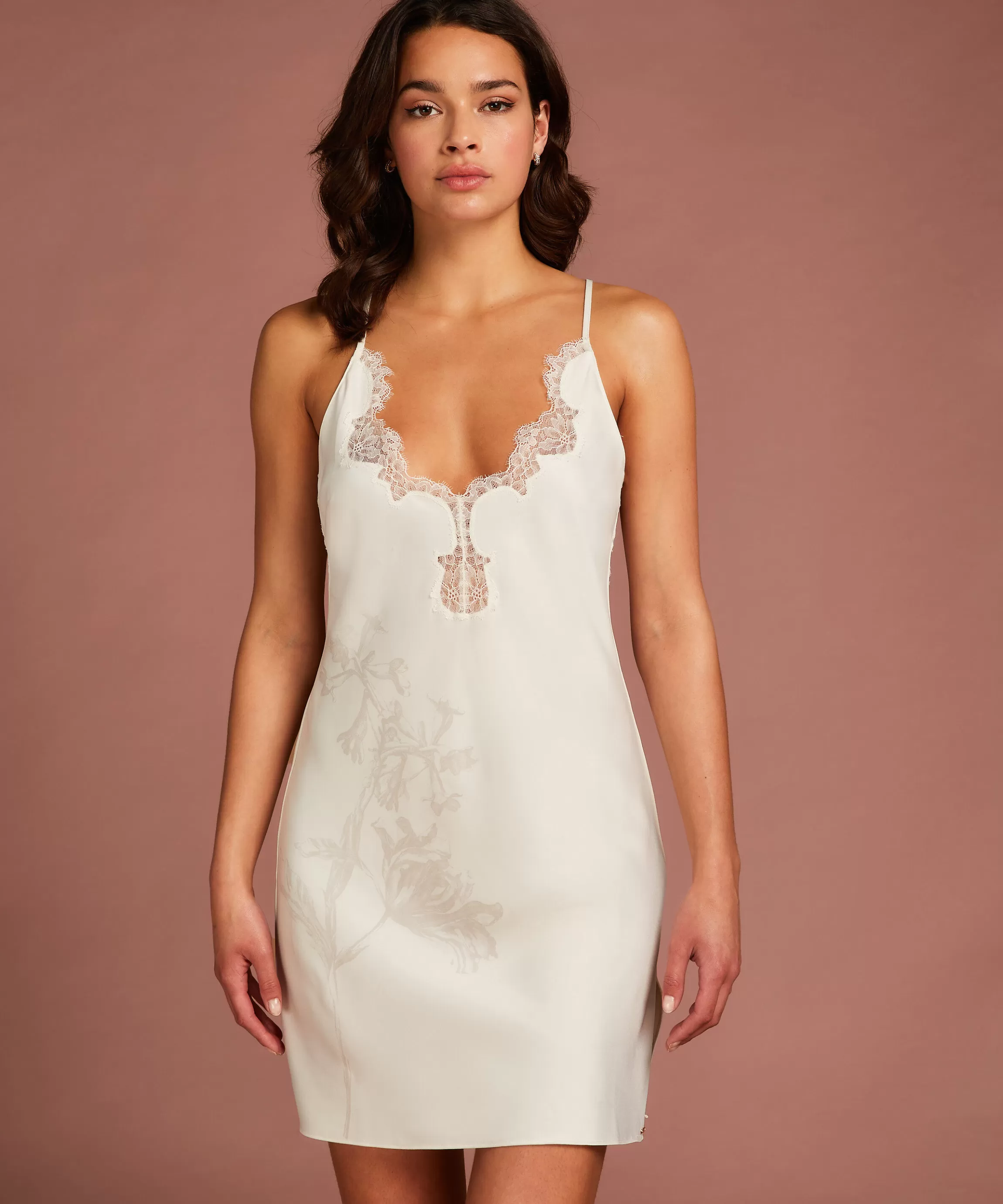 Hunkemöller Slipdresses & Babydolls*Slipdress Satin Lace Wit