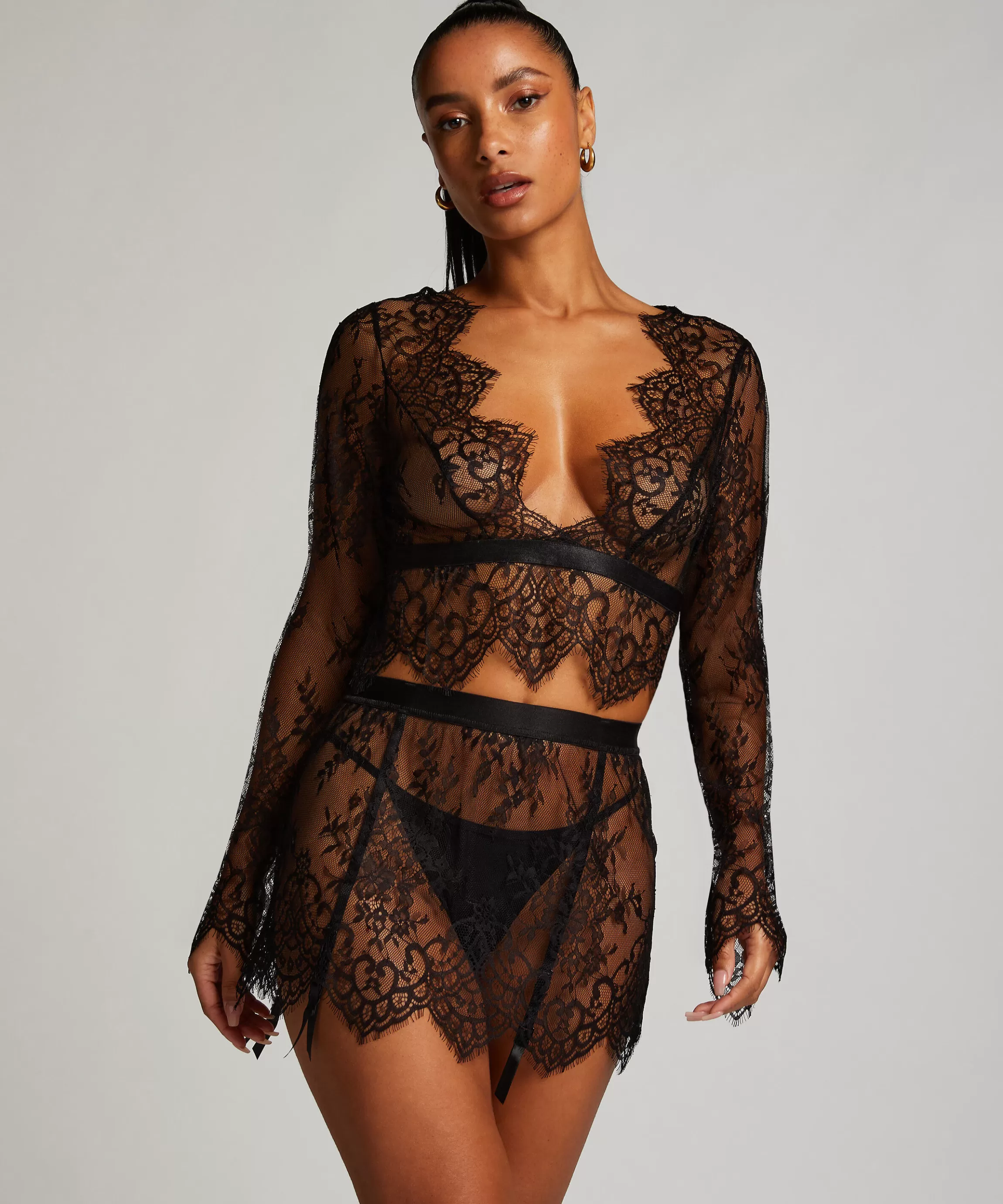 Hunkemöller Pyjama'S*Top Allover Lace Zwart
