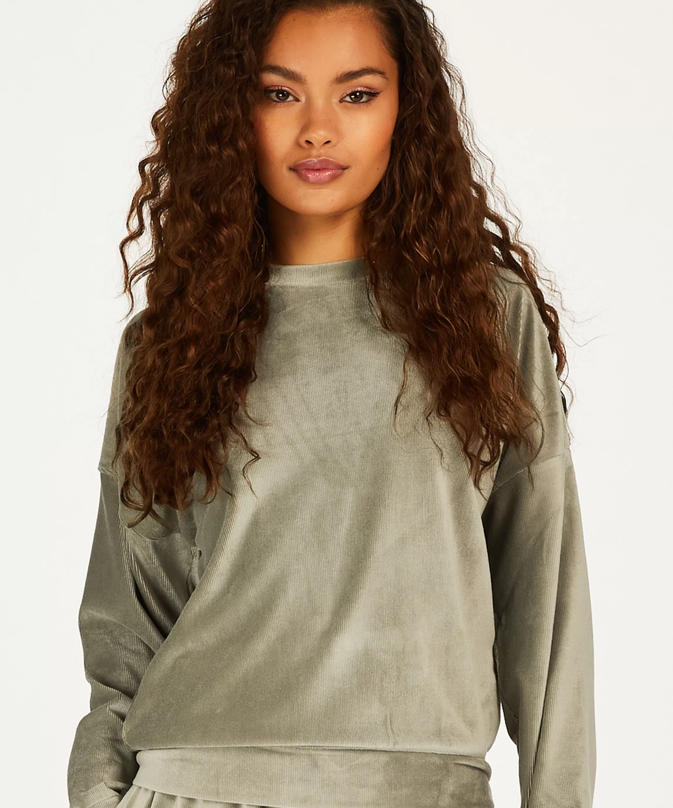 Hunkemöller Pyjama'S*Top Met Lange Mouwen Velours Rib Groen