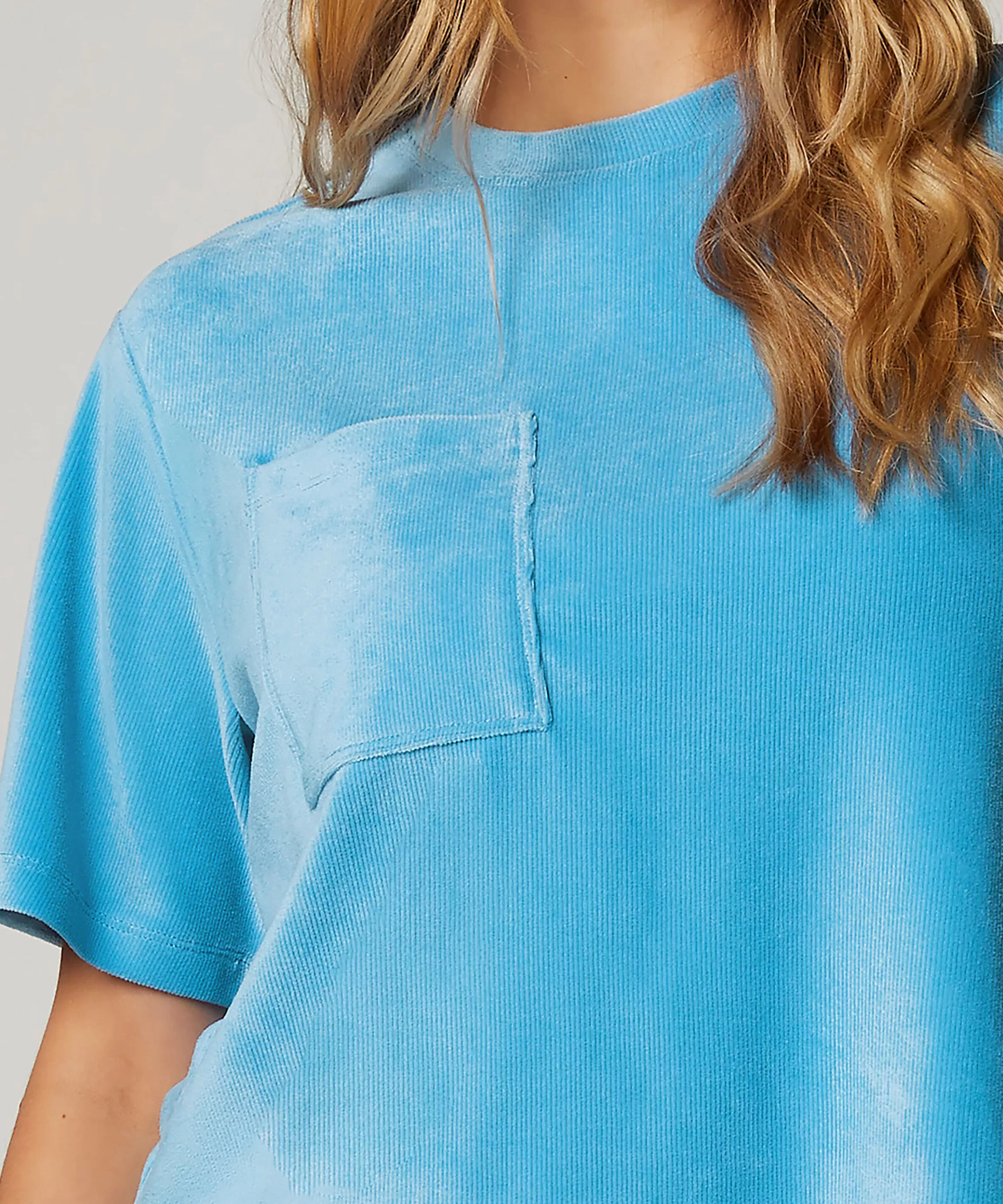 Hunkemöller Pyjama'S*Top Rib Velours Blauw