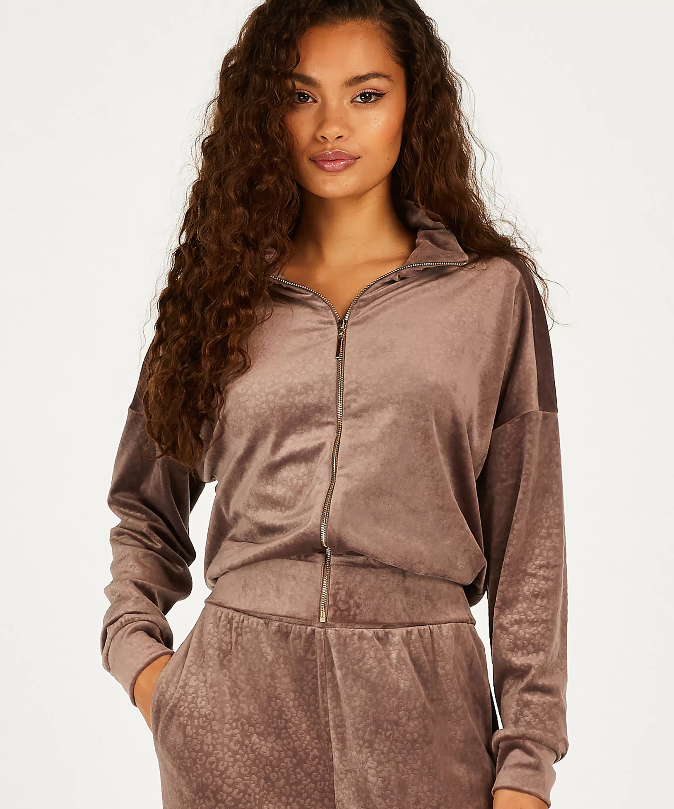 Hunkemöller Pyjama'S*Top Velours Bruin