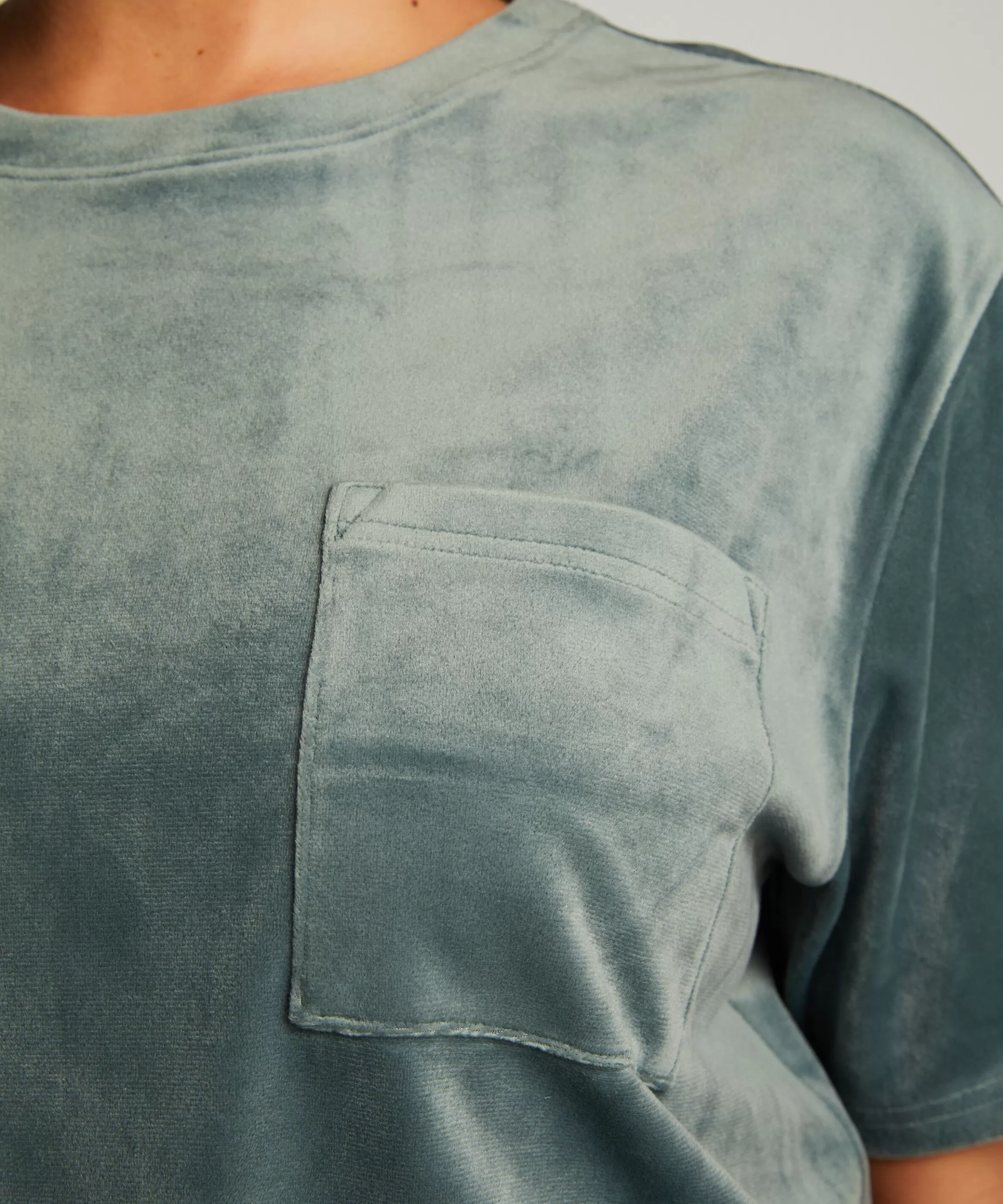 Hunkemöller Pyjama'S*Top Velours Pocket Groen