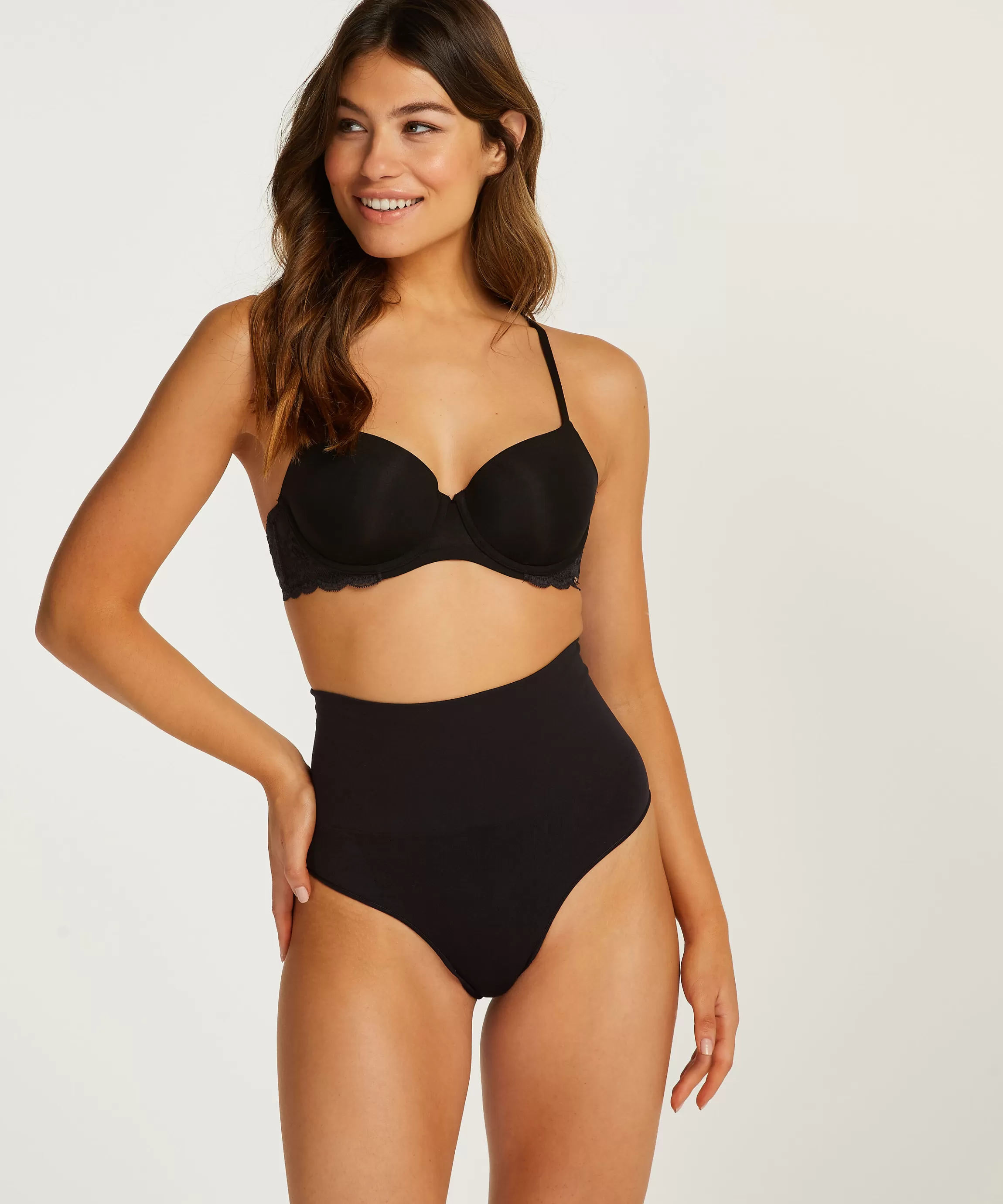 Hunkemöller Strings & Boxerstrings*Verstevigende Hoge String Zwart