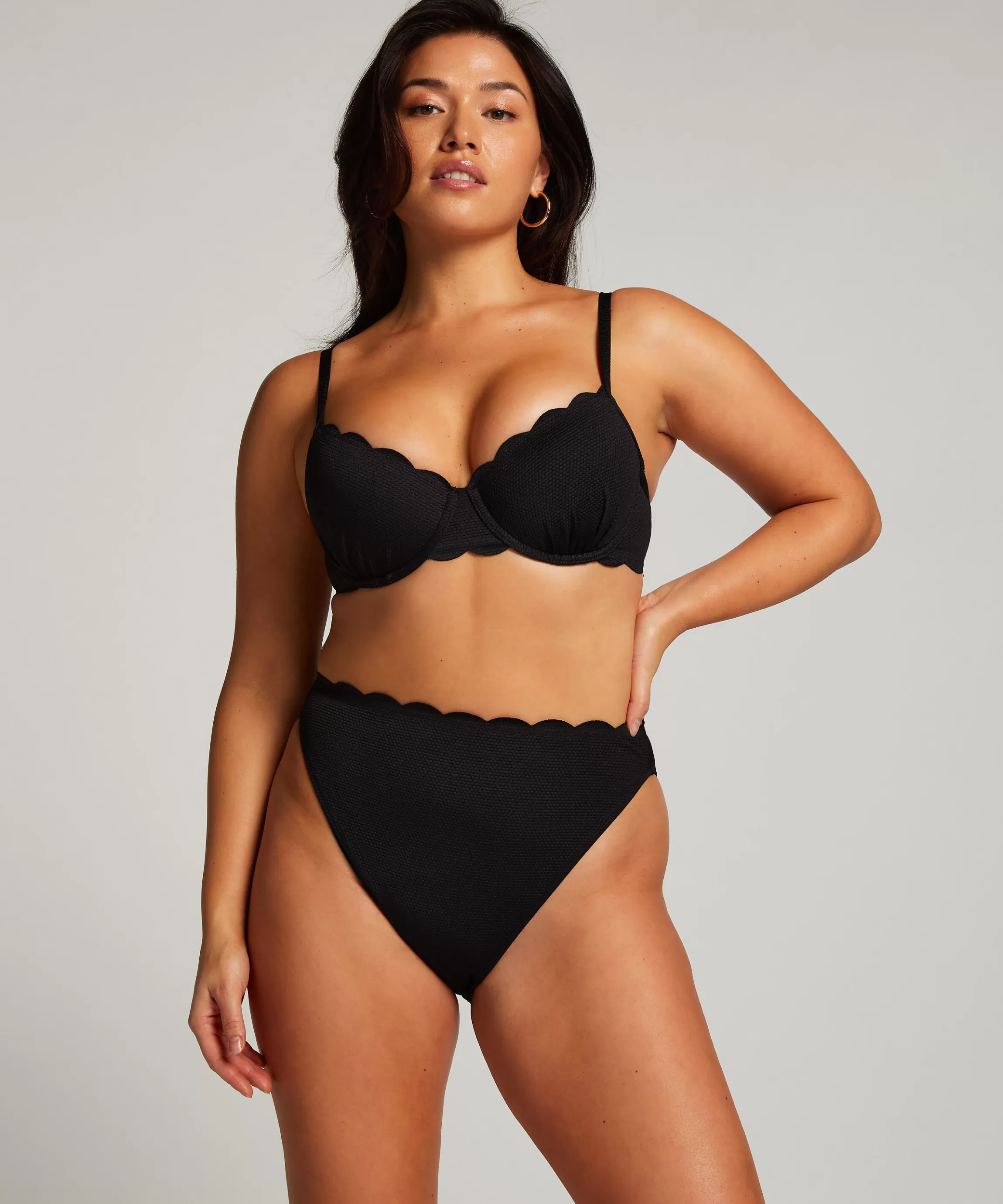 Hunkemöller Bikini'S*Voorgevormde Beugel Bikinitop Scallop Zwart