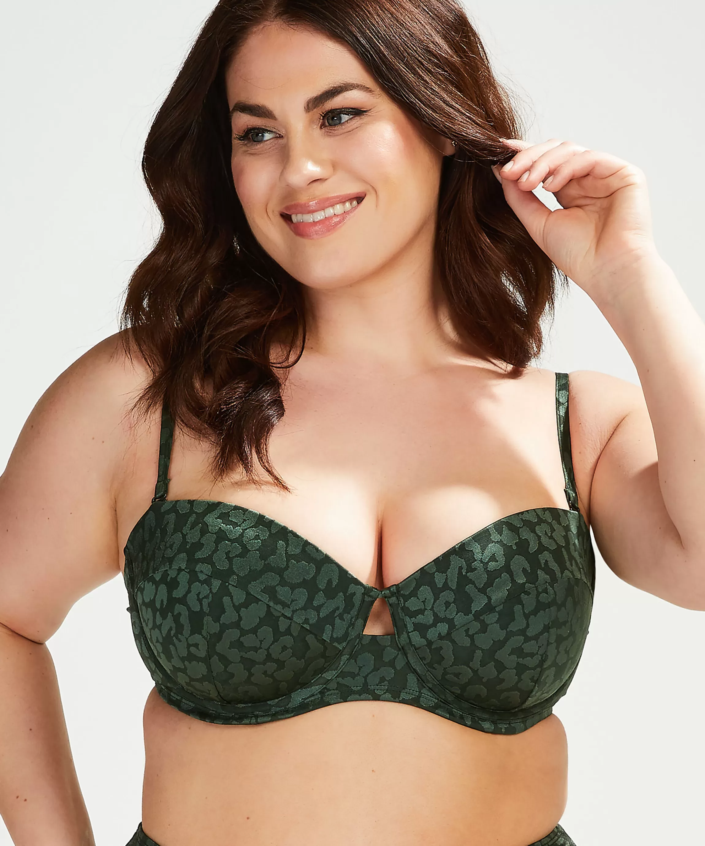 Hunkemöller Bikini'S*Voorgevormde Beugel Bikinitop Tonal Leo Cup E + Groen