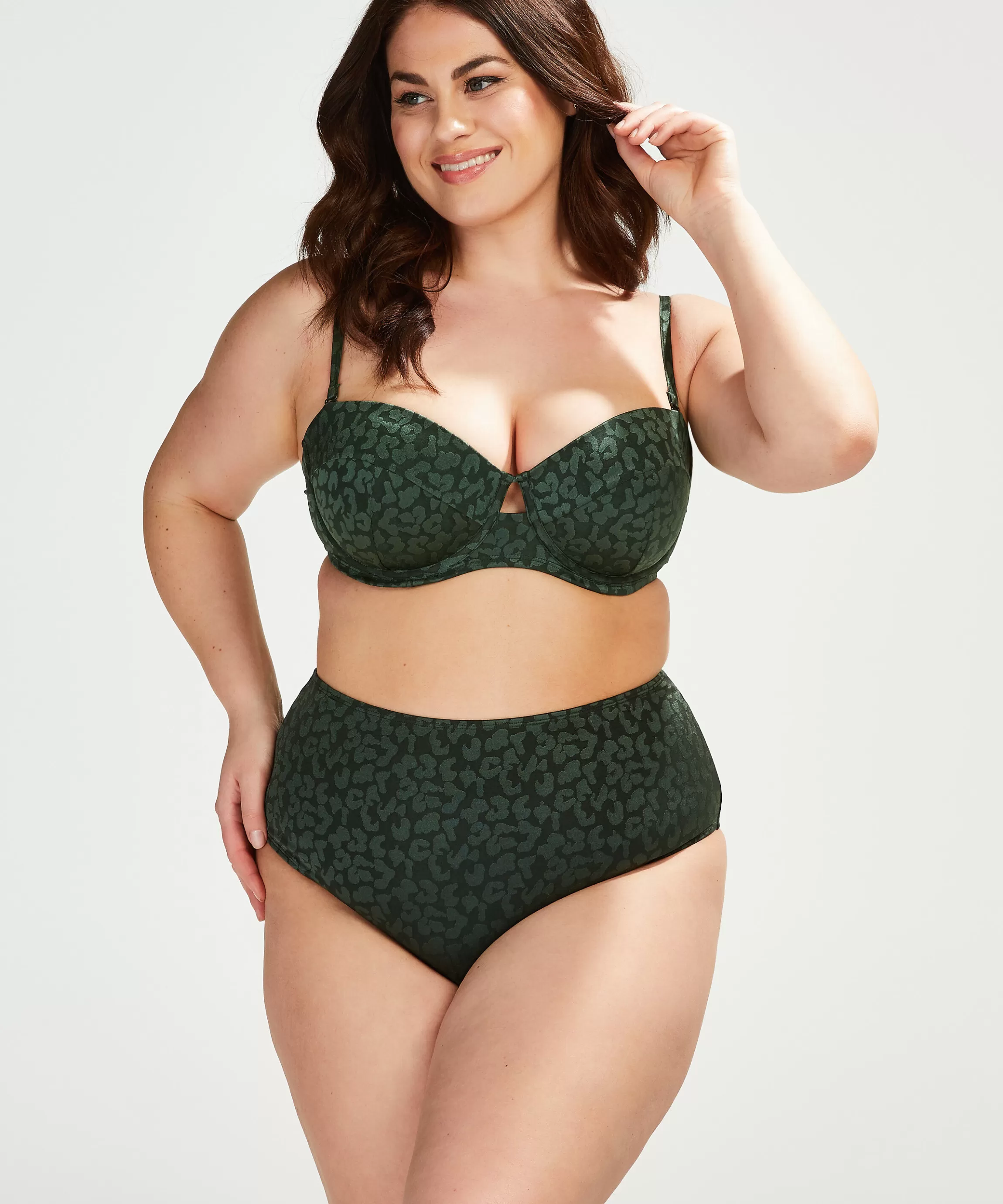 Hunkemöller Bikini'S*Voorgevormde Beugel Bikinitop Tonal Leo Cup E + Groen