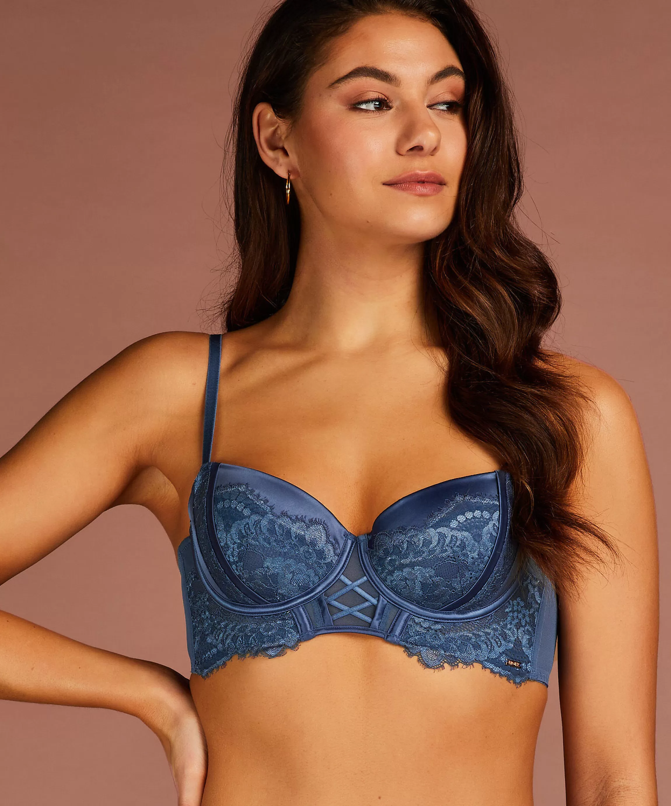 Hunkemöller Voorgevormde Bh'S*Voorgevormde Longline Beugel Bh Daan Blauw