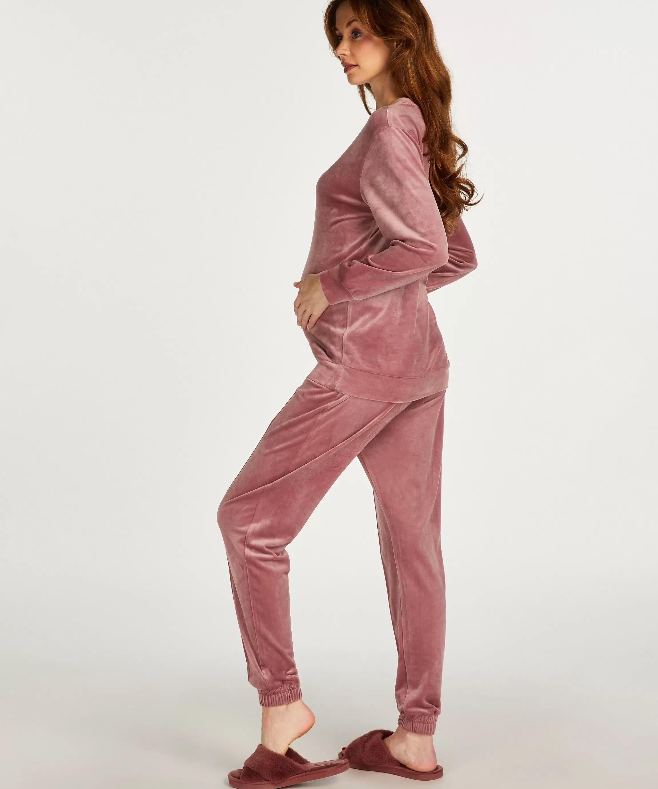 Hunkemöller Pyjama'S*Zwangerschapsjoggingbroek Velours Pintuck Roze